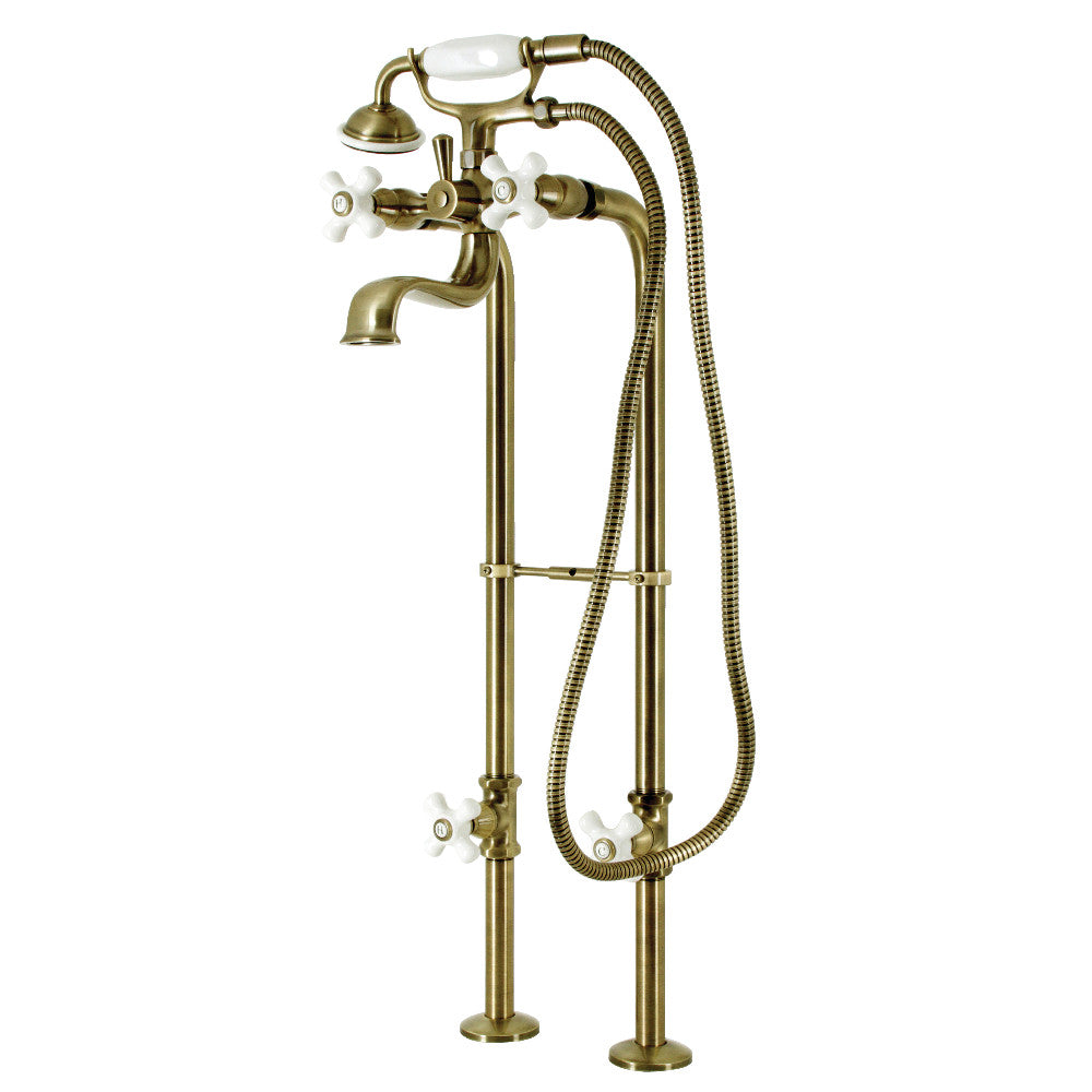 Kingston Brass CCK226PXK3 Freestanding Clawfoot Tub Faucet Set with Supply Line - Vintage Style Bathroom Fixture for Classic & Modern Bathrooms
