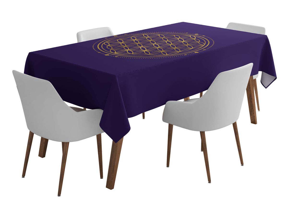 TIMINGILA Purple Flower of Life Galaxy Printed Tablecloth - 56 x 104 Inches Washable Dining Table Cover for Weddings, Parties & Home Decor | Elegant Table Linens for Special Occasions & Everyday Use