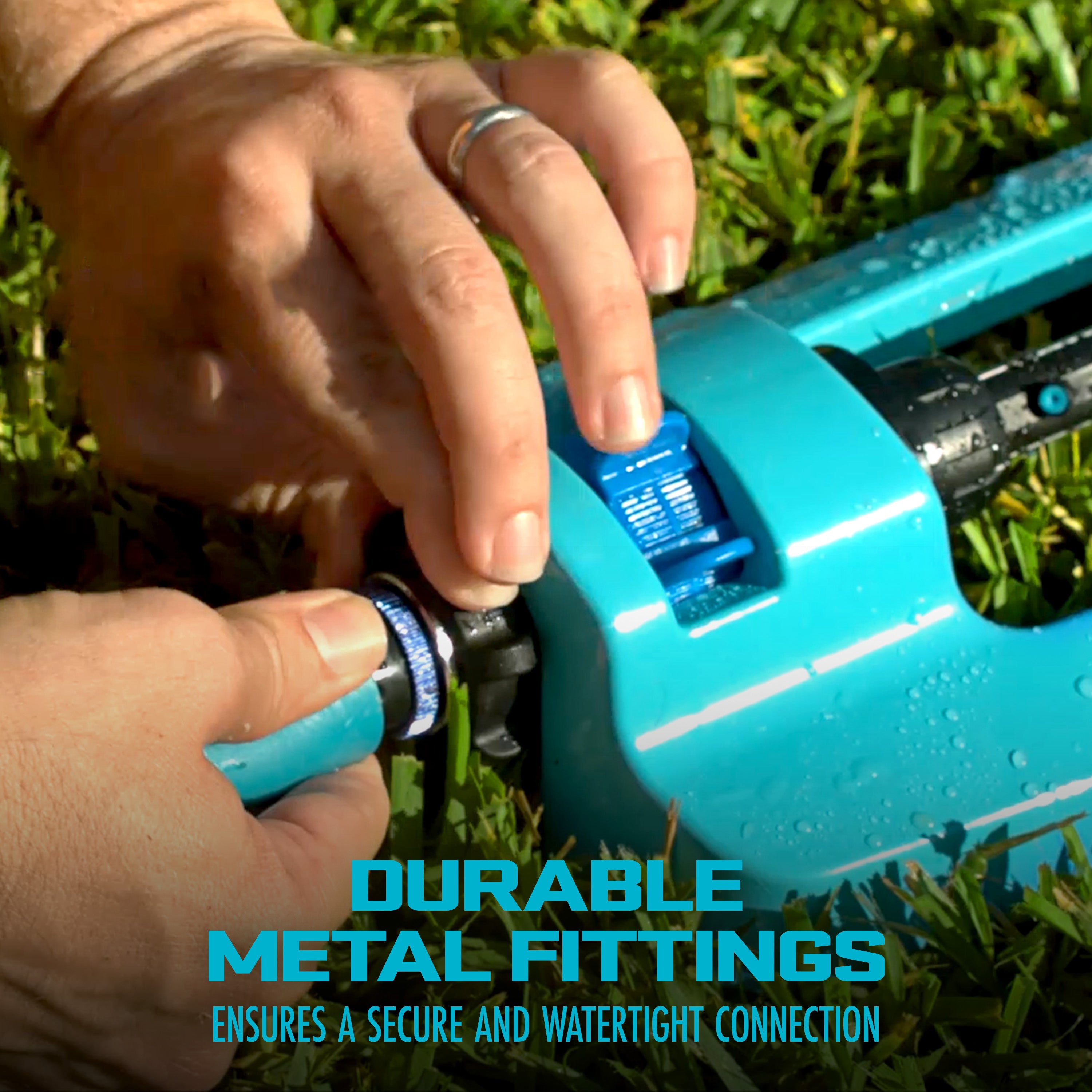 Aqua Joe SJI OMS20 Heavy Duty Metal Base Oscillating Sprinkler - 4400 Sq Ft Coverage for Large Lawns | Durable Garden Watering Solution for Backyards, Parks & Sports Fields