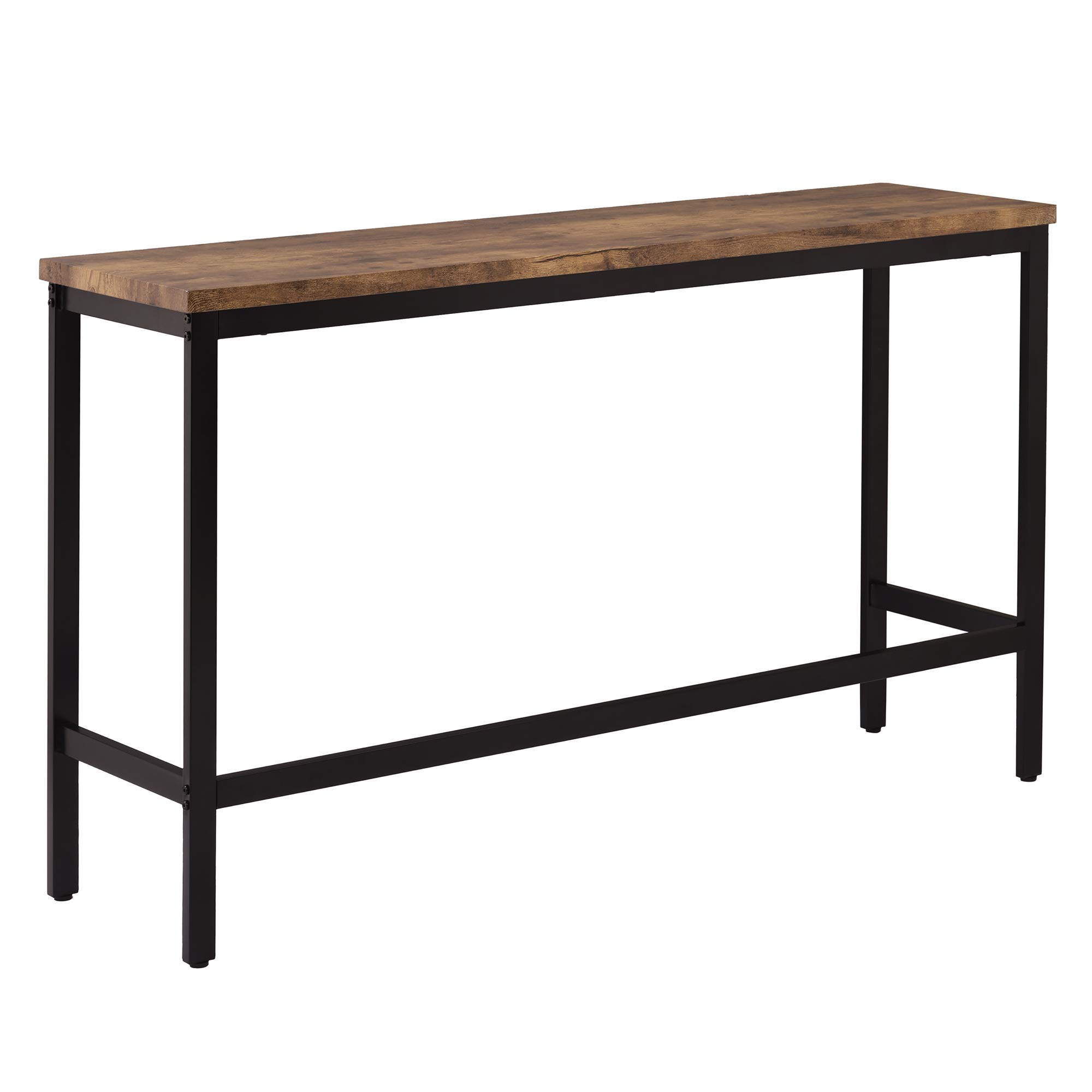 4-Piece Counter Height Extra Long Dining Table Set with 3 Stools - Brown Bar Table Set with Footrest for Kitchen, Pub & Small Space Dining - Perfect for Breakfast Nook, Apartment & Entertaining Guests