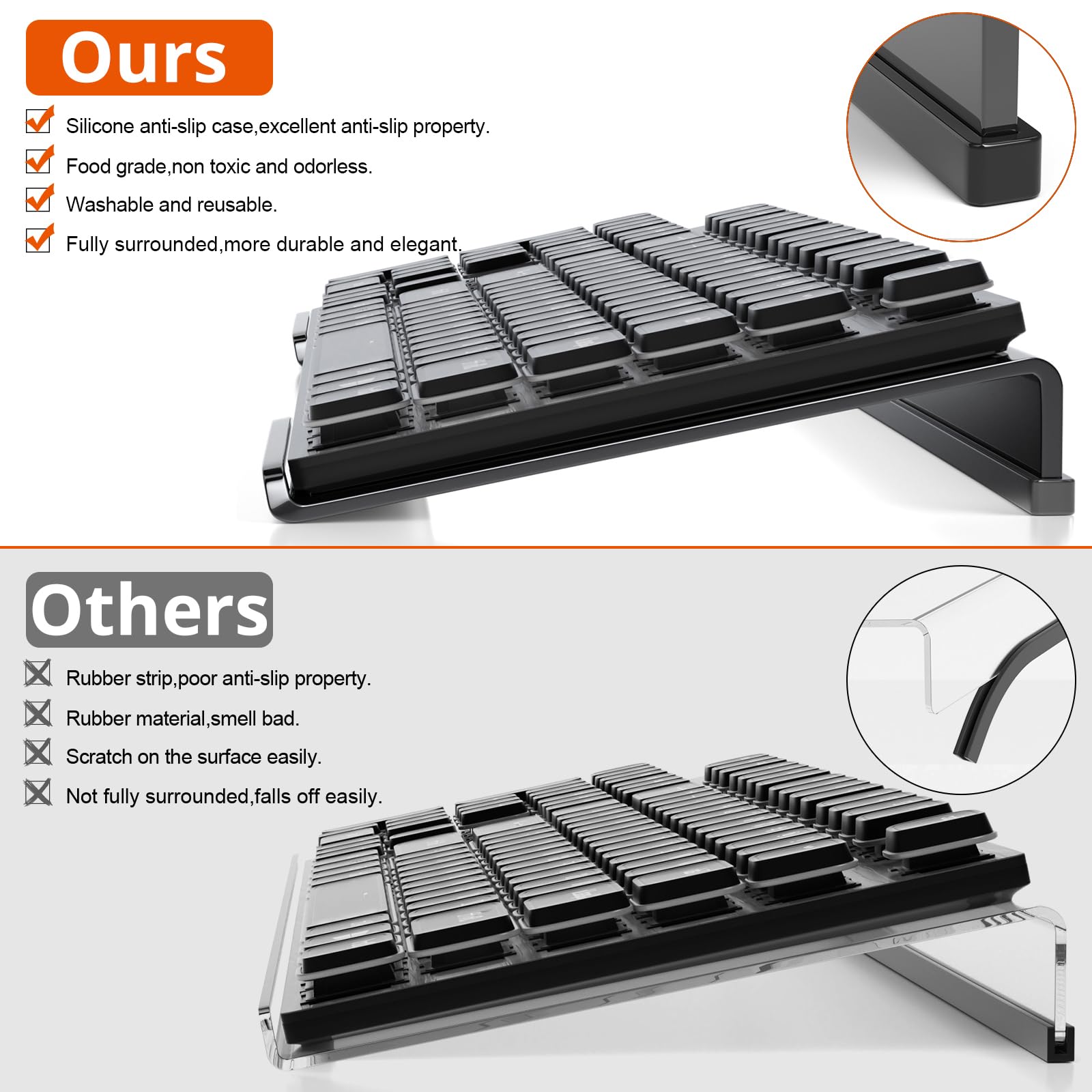 Ergonomic Acrylic Keyboard Stand for Office & Home - Anti-Slip