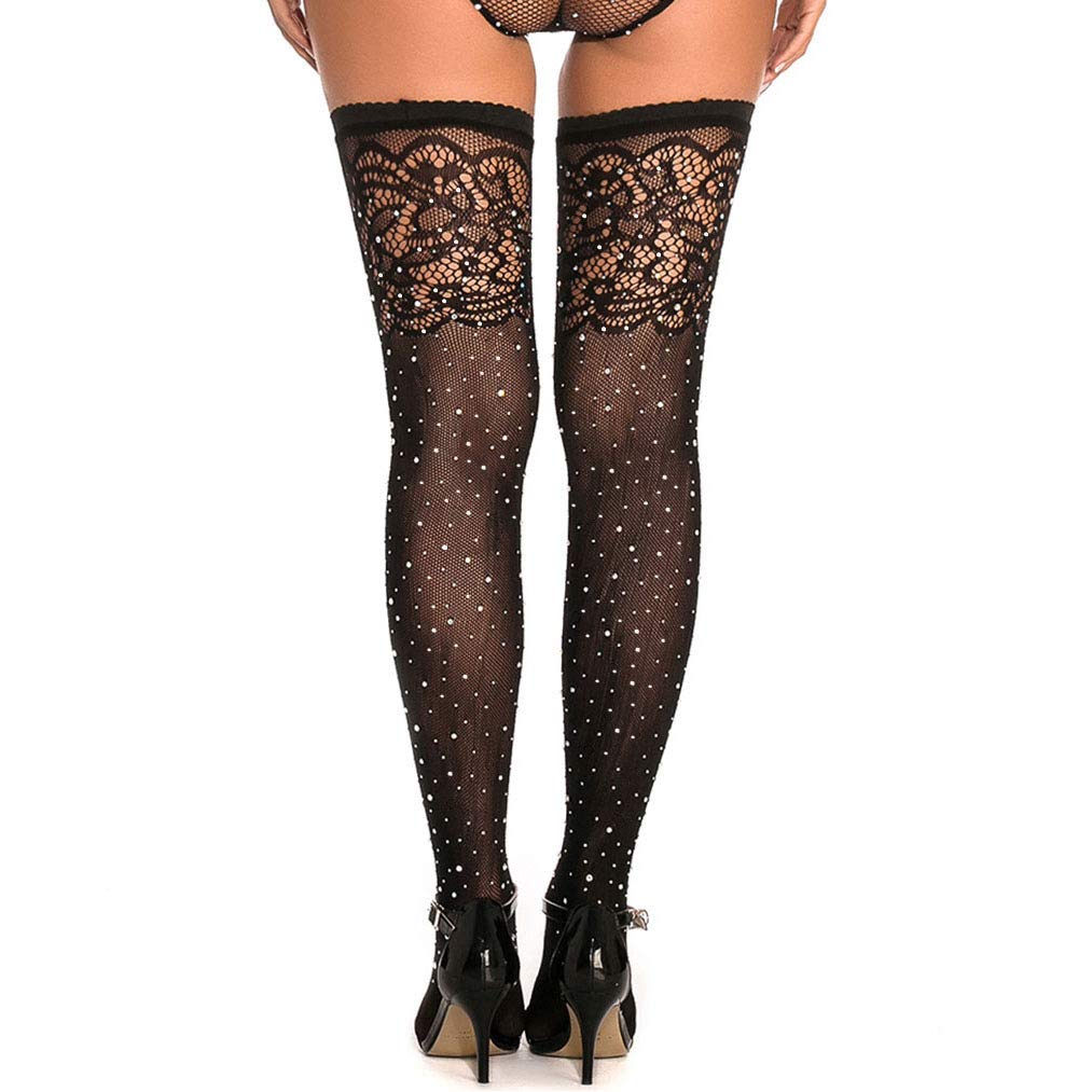Sparkling Rhinestone Thigh High Stockings for Women - Sexy Fishnet Crystal Stockings for Parties, Cosplay & Special Occasions