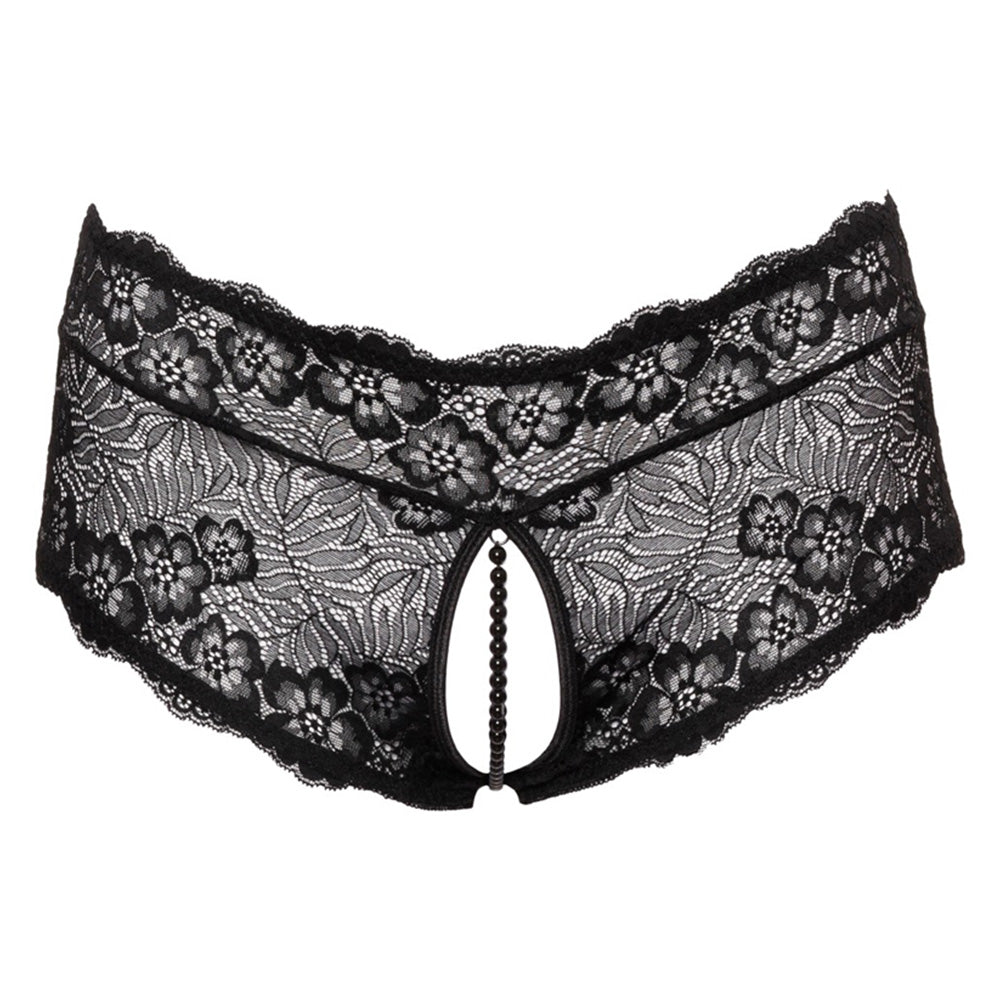 JSY Crotchless Pearl Lace Boyleg Panties - Sexy Lingerie for Women, Elegant Underwear with Pearl Details - Perfect for Valentine's Day, Bridal Shower & Romantic Nights