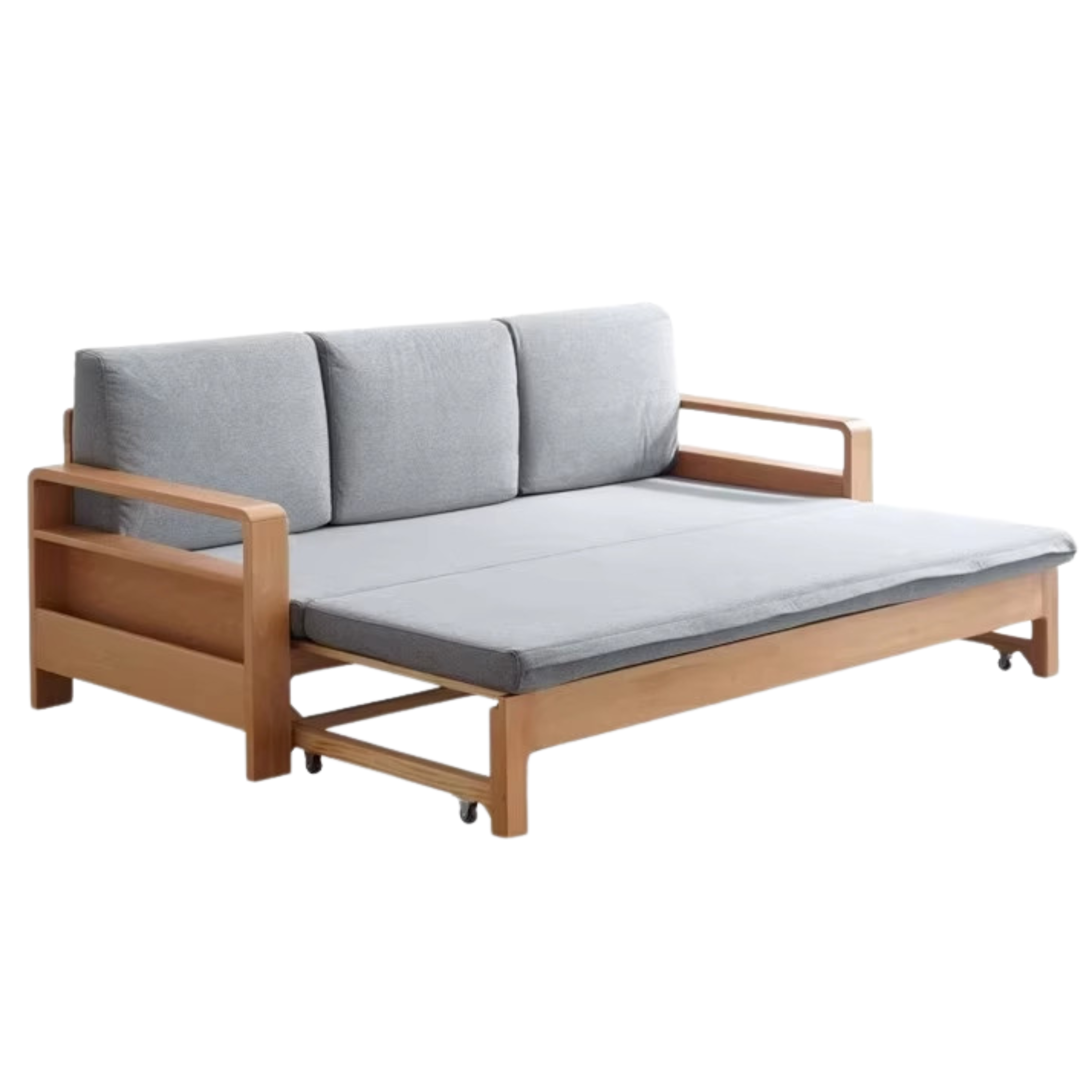 Solid Oak & Beech Wood Sleeper Sofa - Convertible Couch Bed for Living Room, Guest Room & Small Spaces - Durable & Stylish Furniture for Home & Office