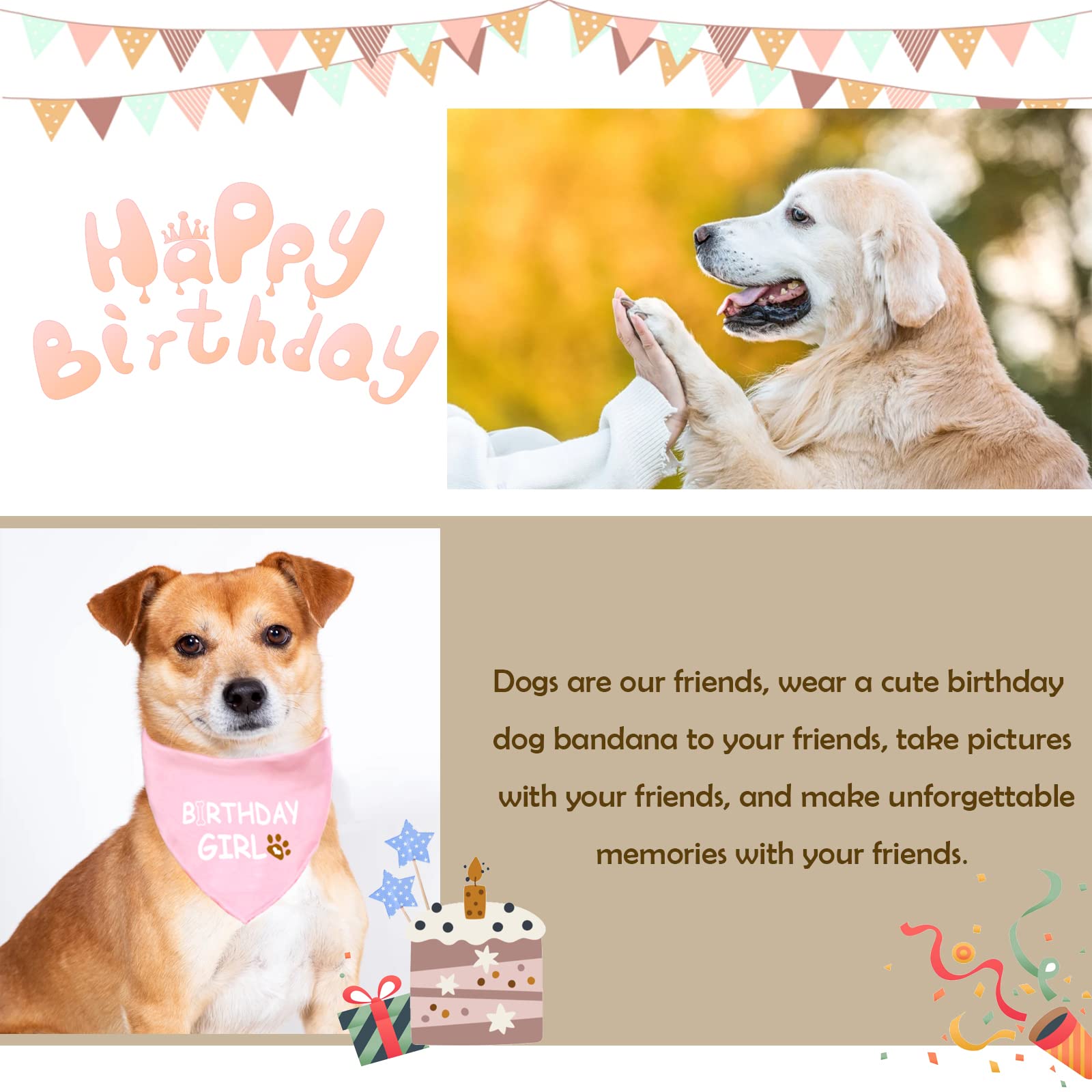 Dog Birthday Bandana for Small, Medium & Large Dogs - Cute Pet Birthday Accessories for Boys & Girls | Perfect for Birthday Parties & Photo Shoots