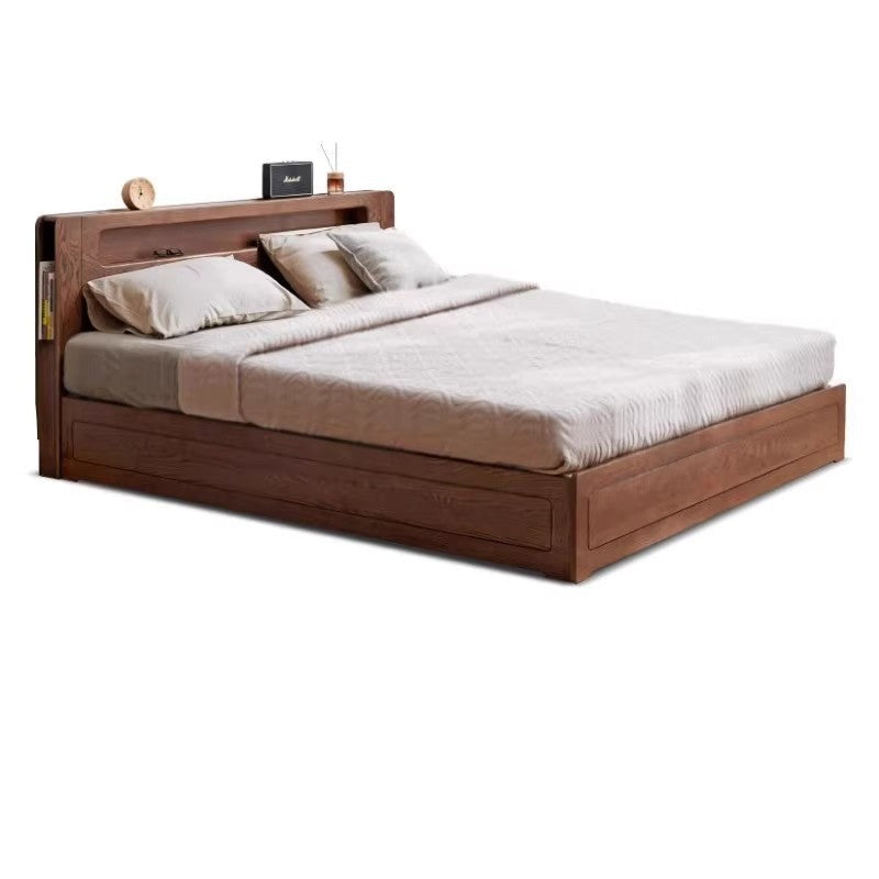Solid Oak Wood Glow in The Dark Storage Box for Bedroom - Under Bed Organizer with Luminous Lid for Nighttime Visibility & Easy Access