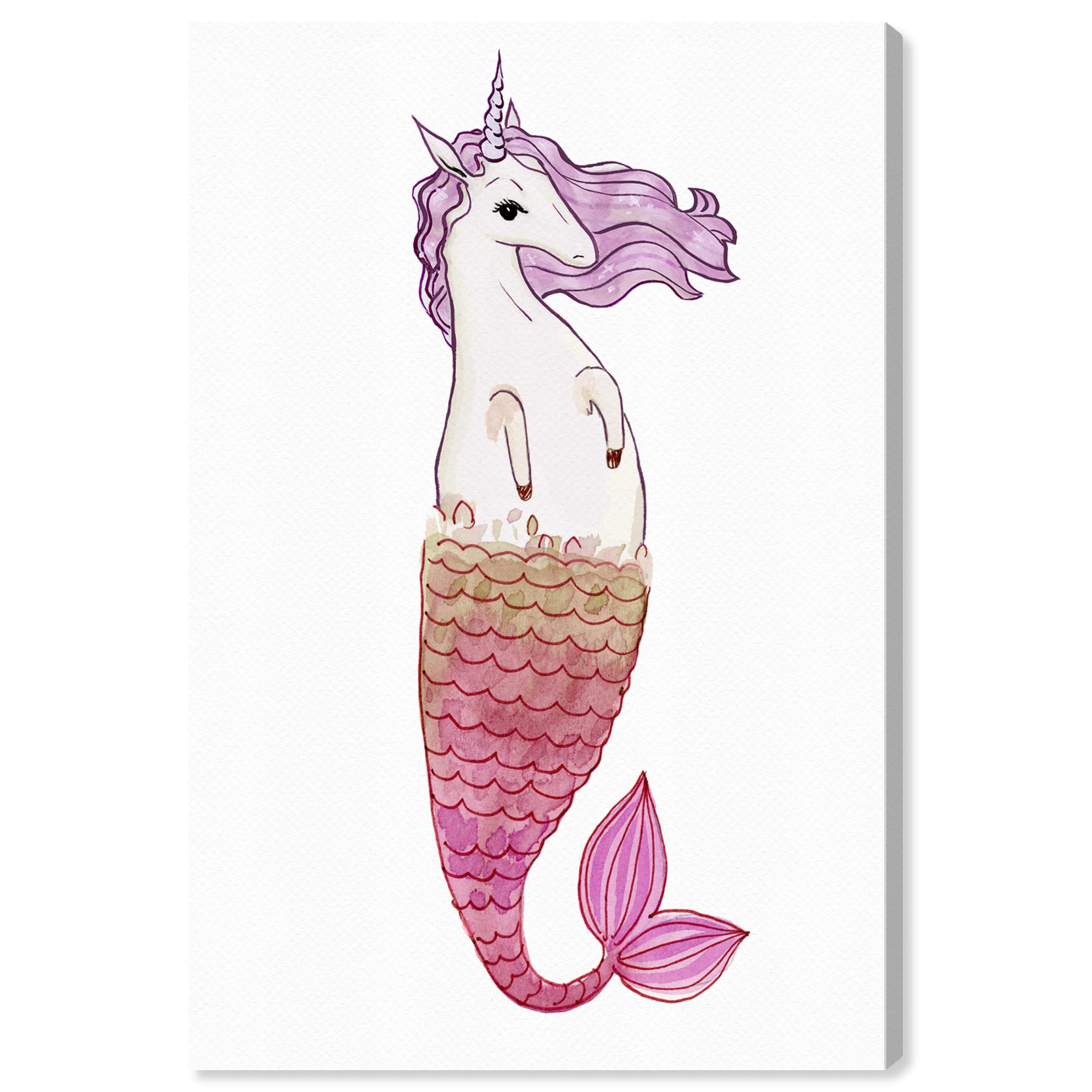 Unicorn Mermaid Wall Art Canvas Print - 36x54 Inch Pink & White Fantasy Home Decor by Oliver Gal Artist Co. | Perfect for Bedroom, Nursery, Living Room & Office Wall Decor
