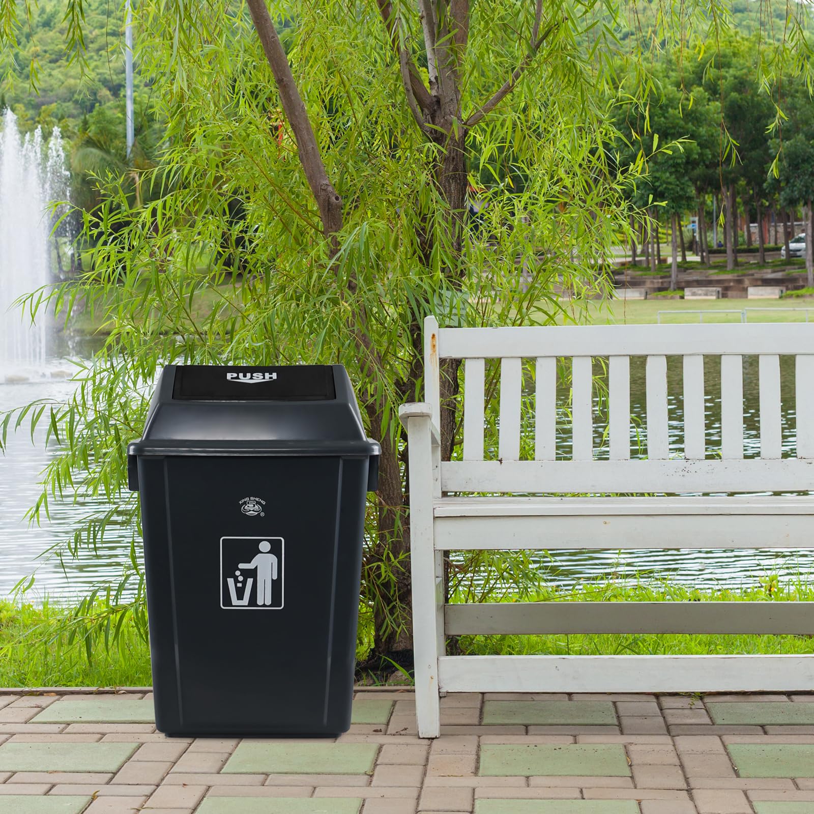 4-Pack 18 Gallon Large Commercial Trash Cans with Lids - Heavy-Duty Plastic Kitchen Waste Bins & Outdoor Garbage Cans (30