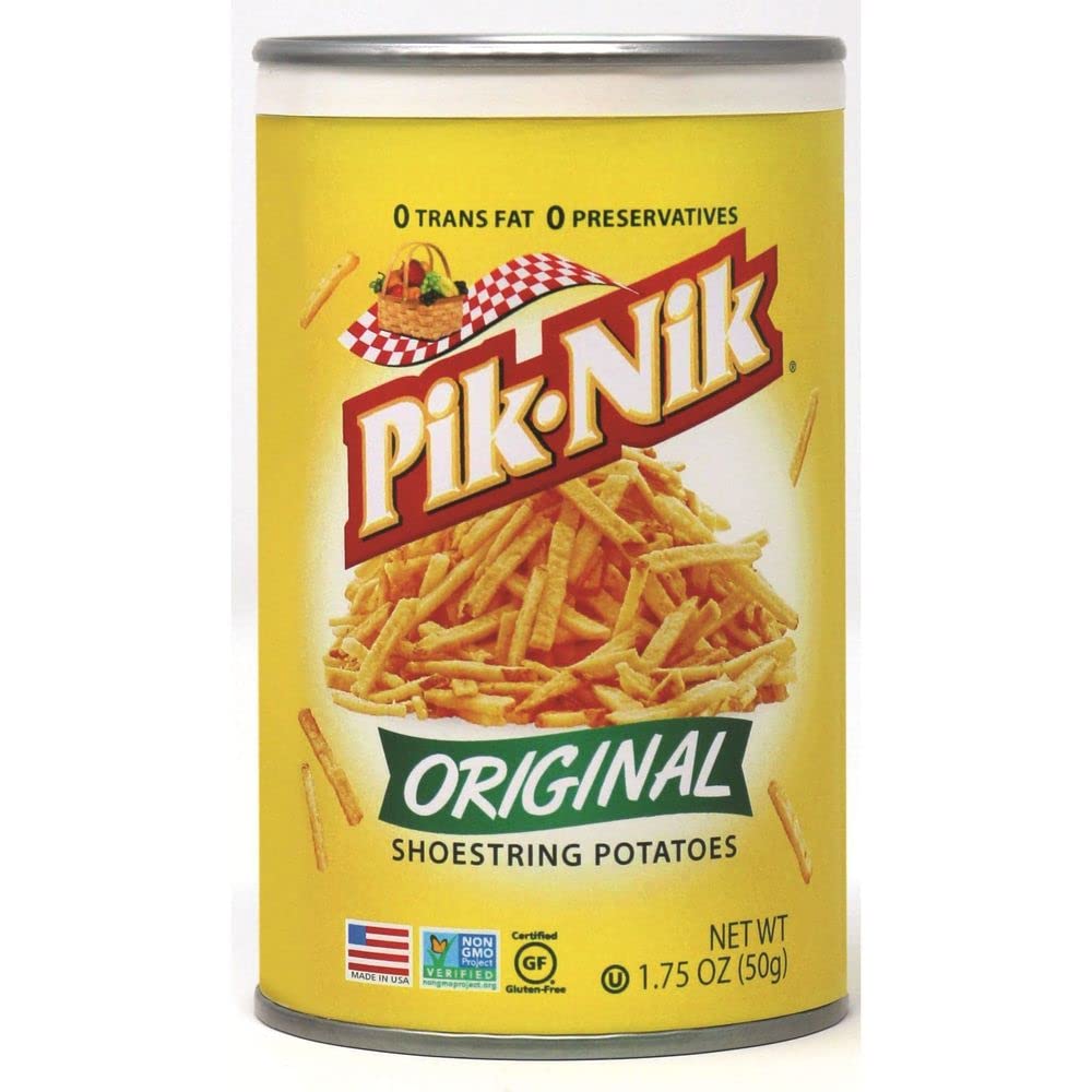 Pik Nik Original Shoestring Potatoes - Crispy Thin Cut Potato Snacks, 1.75oz Tray (24-Pack Case) | Perfect for Parties, Picnics & On-the-Go Snacking