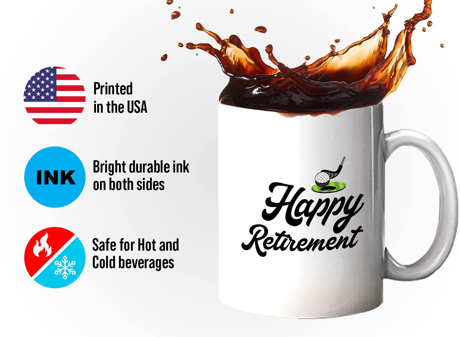 Bubble Hugs 11oz White Golf Coffee Mug - Perfect Gift for Golf Lovers, Retirement, Father's Day & Coaches - Great for Golf Tournaments, Office Use & Sports Enthusiasts