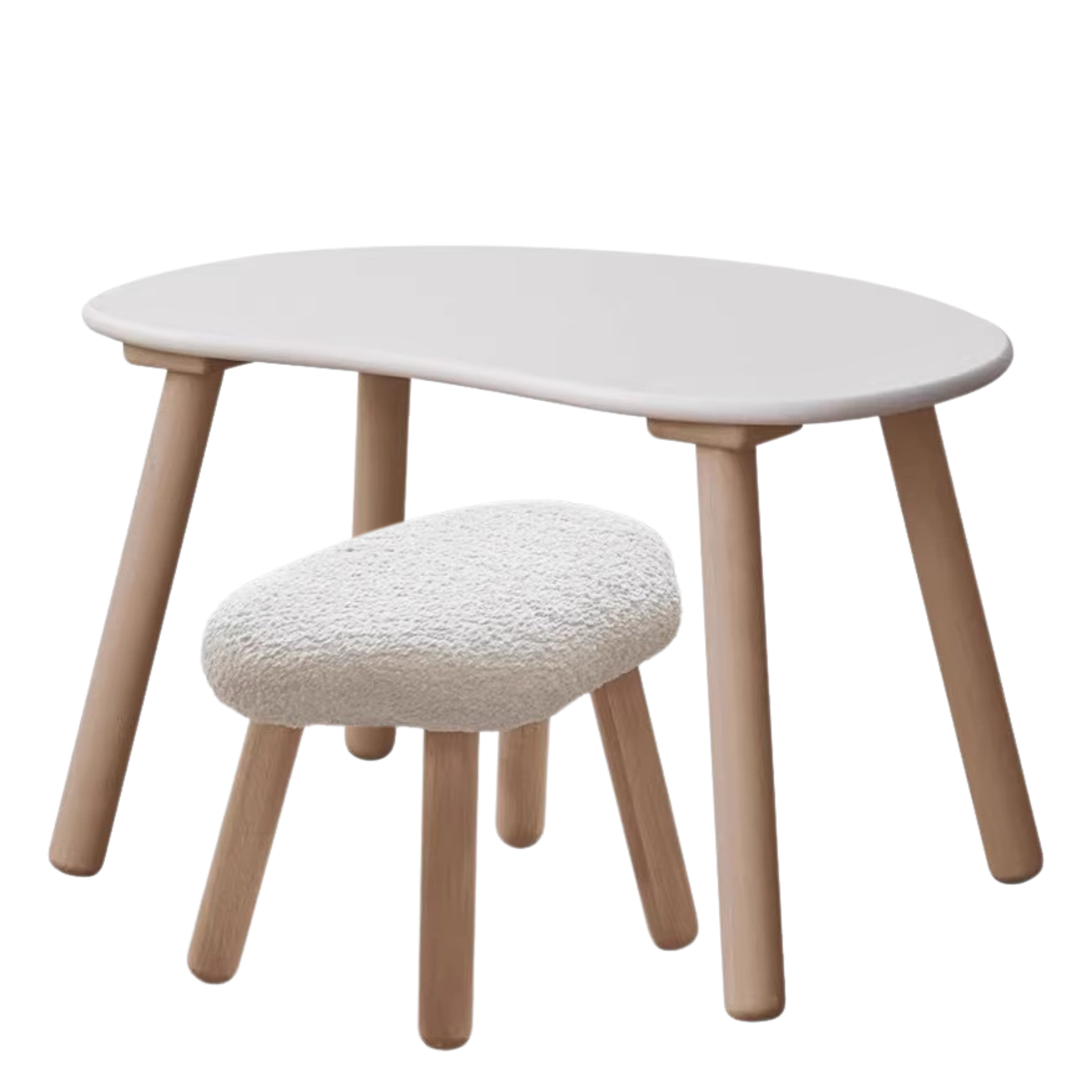 Handmade Birch Solid Wood Kids Study Desk - Ergonomic Peanut-Shaped Table for Children's Learning, Writing & Drawing - Perfect for Home, Classroom & Playroom
