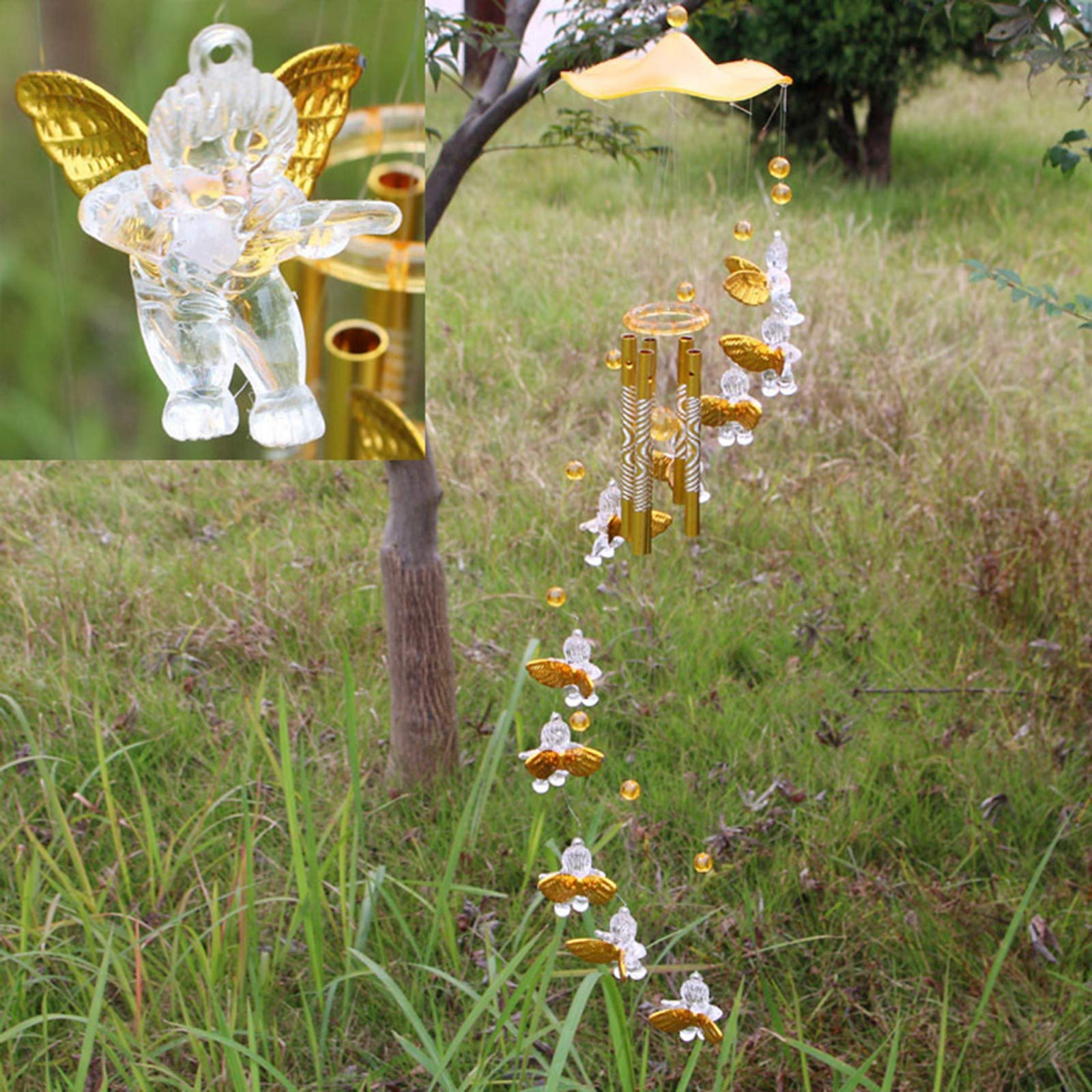 Guolarizi Wind Chimes - Outdoor Garden Decor, Angel Cupid Hanging Ornament for Patio, Yard, Bedroom - Perfect for Relaxing & Home Decoration