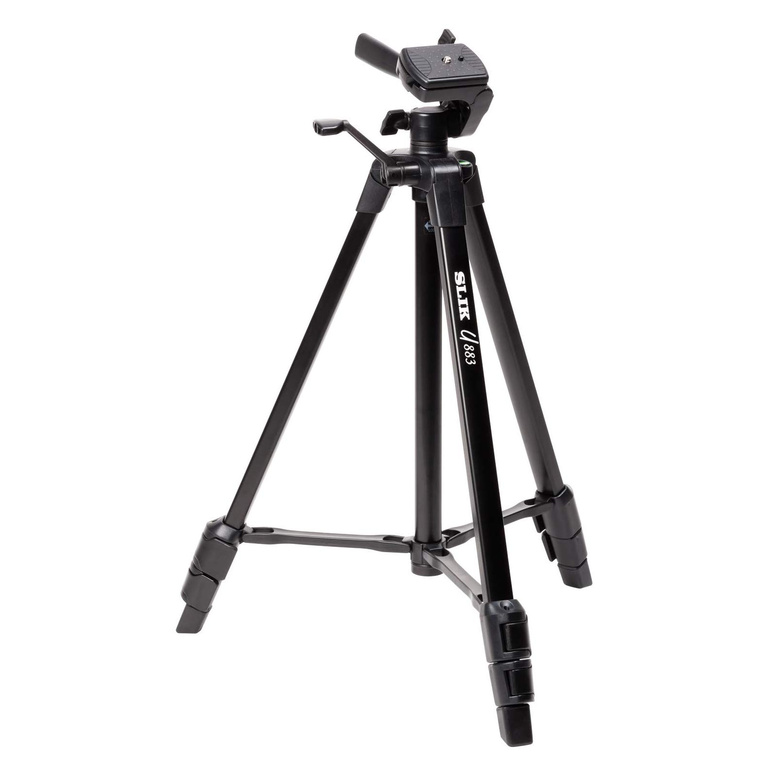 SLIK U883 Compact Lightweight Aluminum Travel Tripod for DSLR & SLR Cameras - 3-Stage Folding Design with 3-Way Pan Head - Compatible with Canon Nikon Sony - Includes Carry Case (Black) - Perfect for Travel Photography, Vlogging & Outdoor Shooting