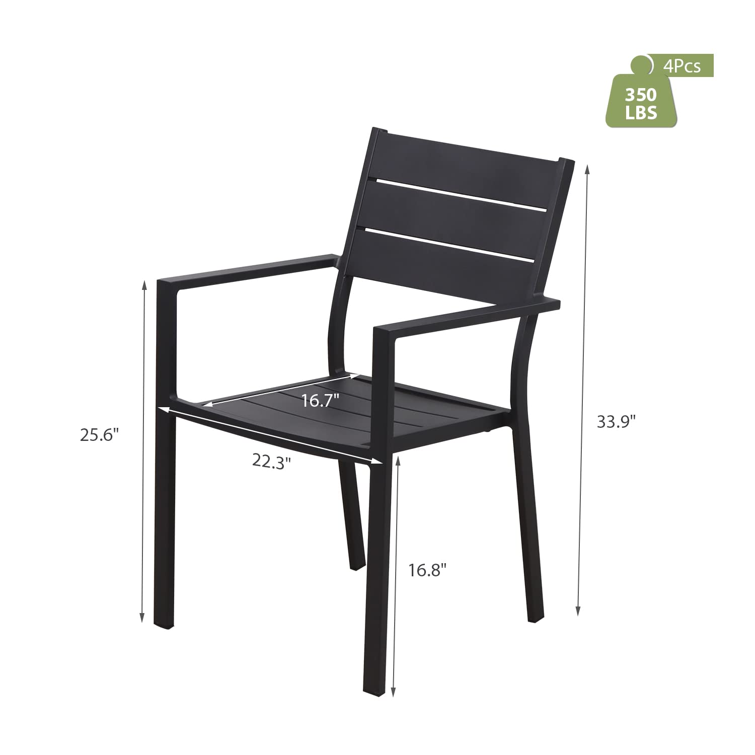 4-Piece Stackable Aluminum Patio Dining Chairs Set - 17