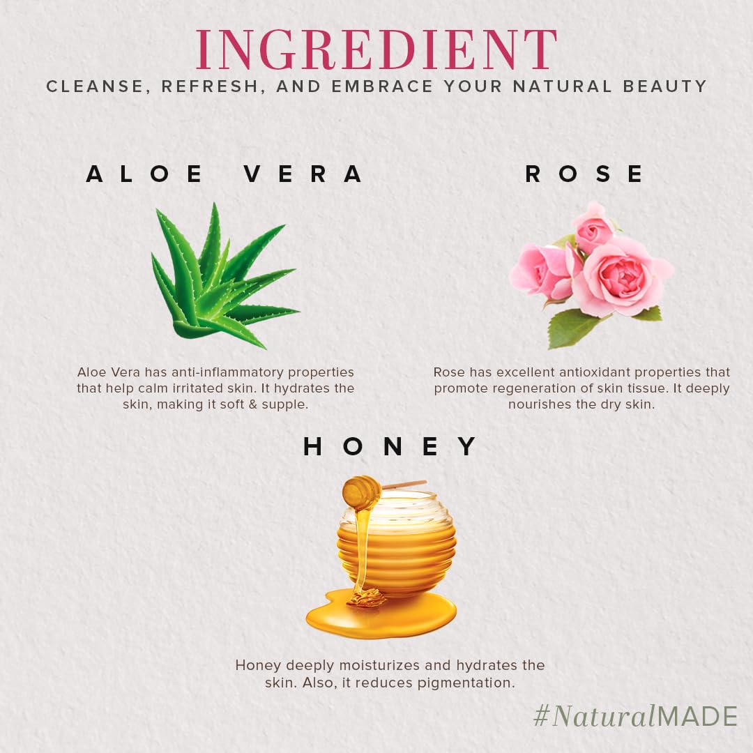 Khadi Natural Aloe Vera Face Wash with Scrub & Rose Honey Body Wash Set - 210ml Each | Paraben & SLS Free | Brightens Skin & Reduces Wrinkles | For Daily Skincare Routine & Spa-Like Experience at Home