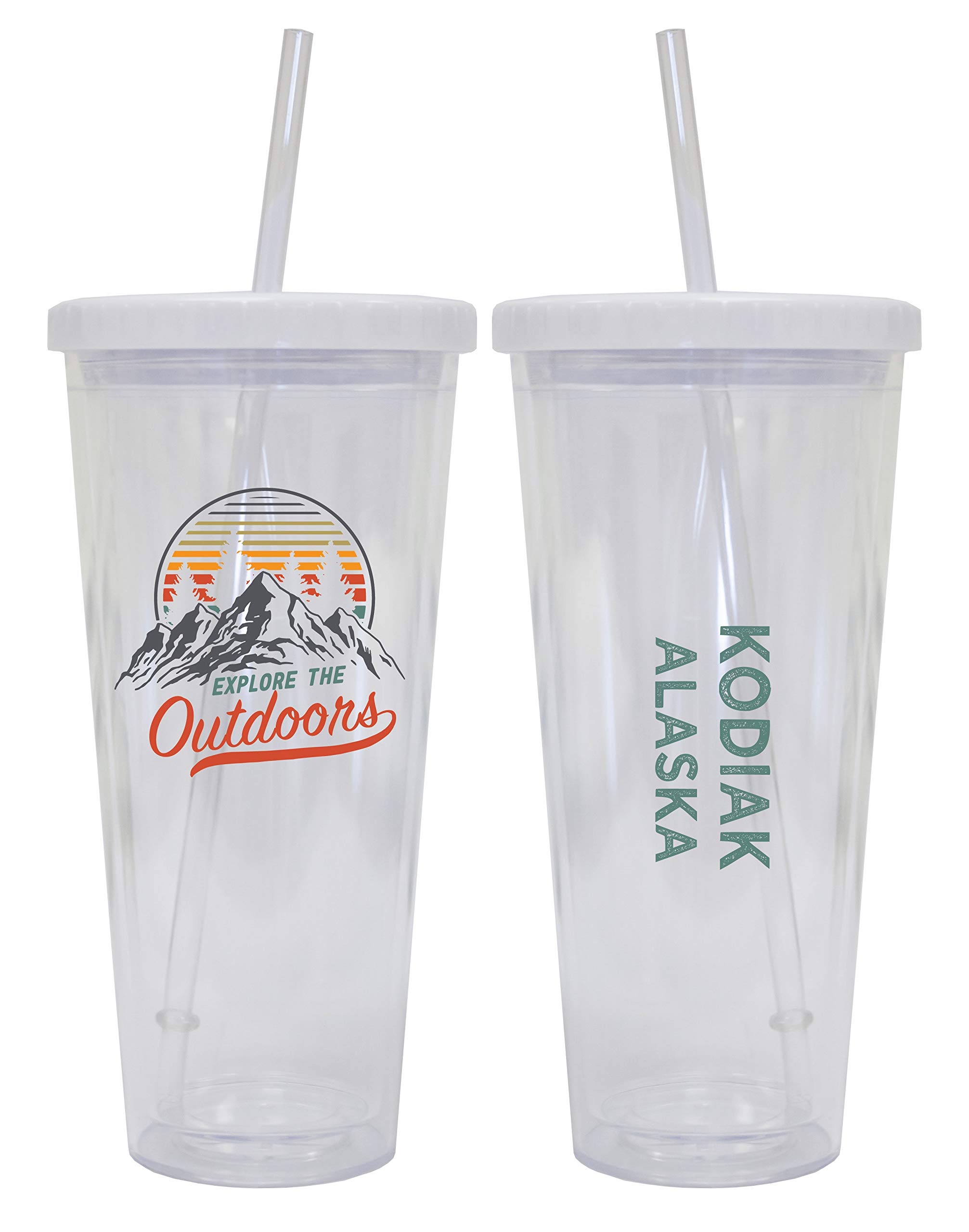 Kodiak Alaska 24 oz Reusable Plastic Tumbler with Lid & Straw - Insulated Camping Cup for Hiking, Travel, and Outdoor Adventures