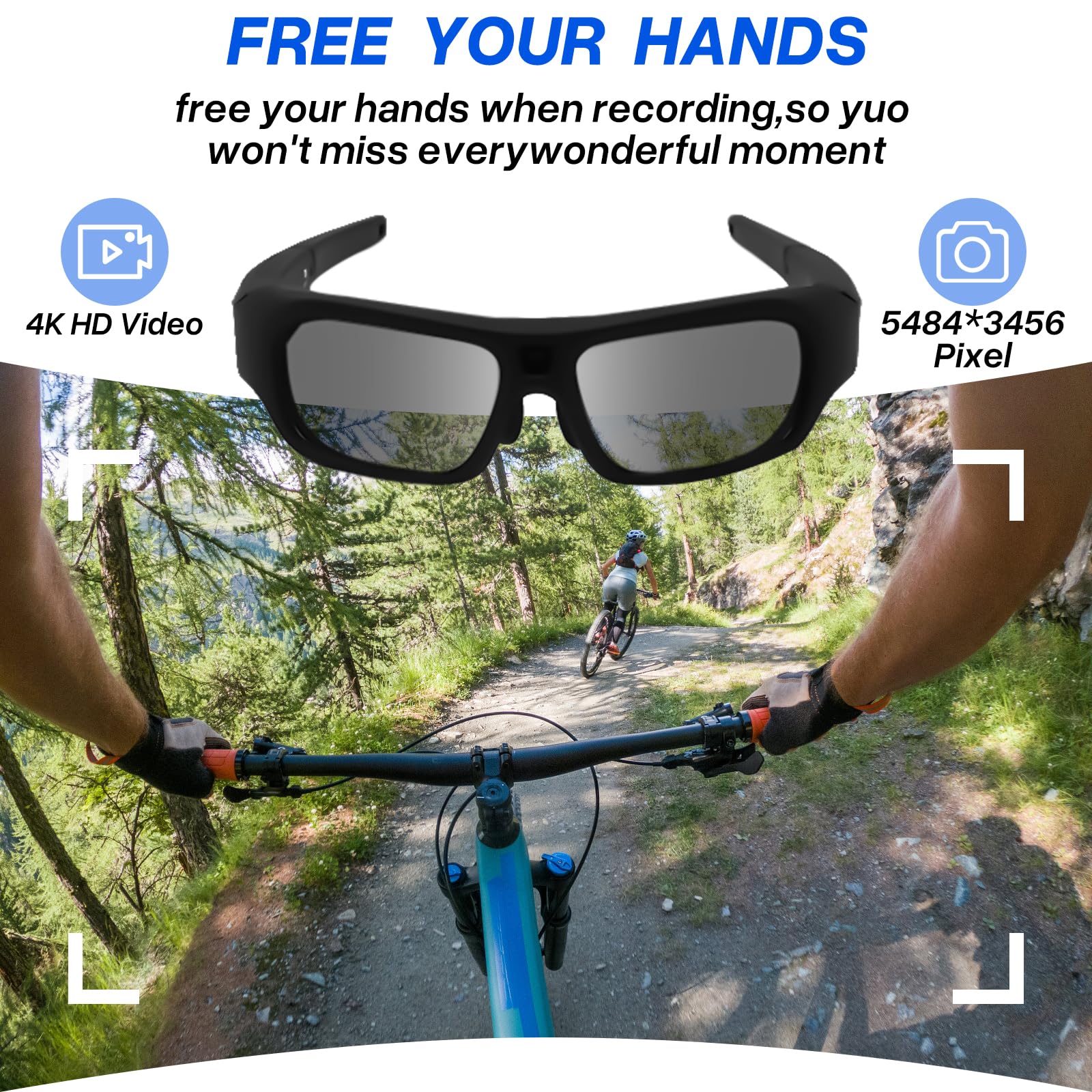 4K HD Camera Sunglasses with Polarized UV Protection Lens - Sport Action Glasses for Travel, Outdoor Activities & Adventure (Black) | Perfect for Cycling, Hiking, Fishing & Recording Hands-Free Videos
