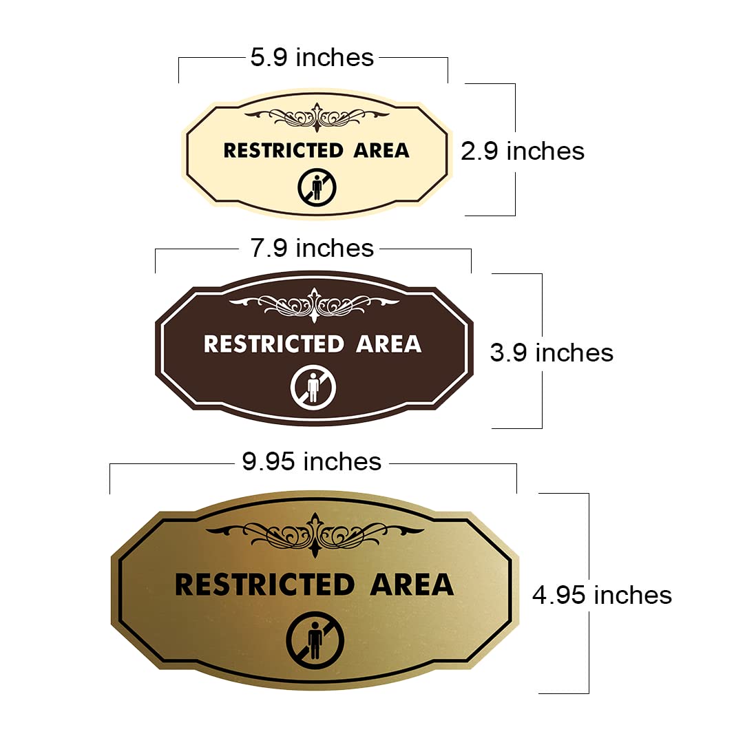 Victorian Restricted Area Sign (Black) - Small Metal Warning Sign for Construction Sites, Private Property & No Trespassing Areas