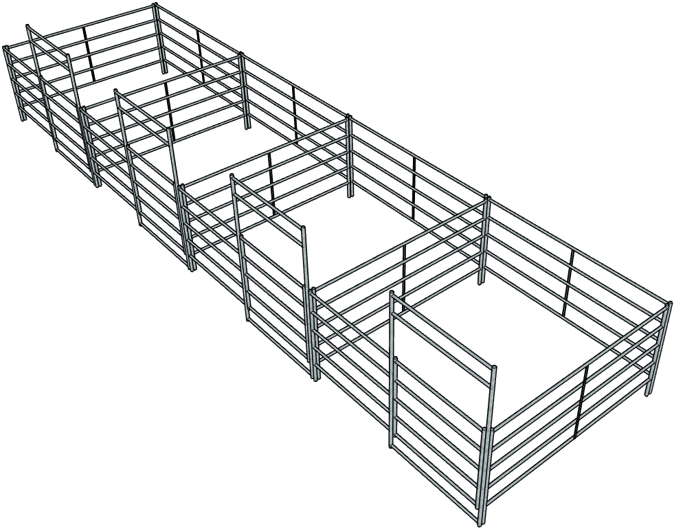 4 Side by Side Galvanized 10 Ft X 10 Ft 5 Rail Stall Kits - Heavy Duty Horse Stall Panels for Barns, Stables & Pastures - Perfect for Equine Safety & Farm Organization
