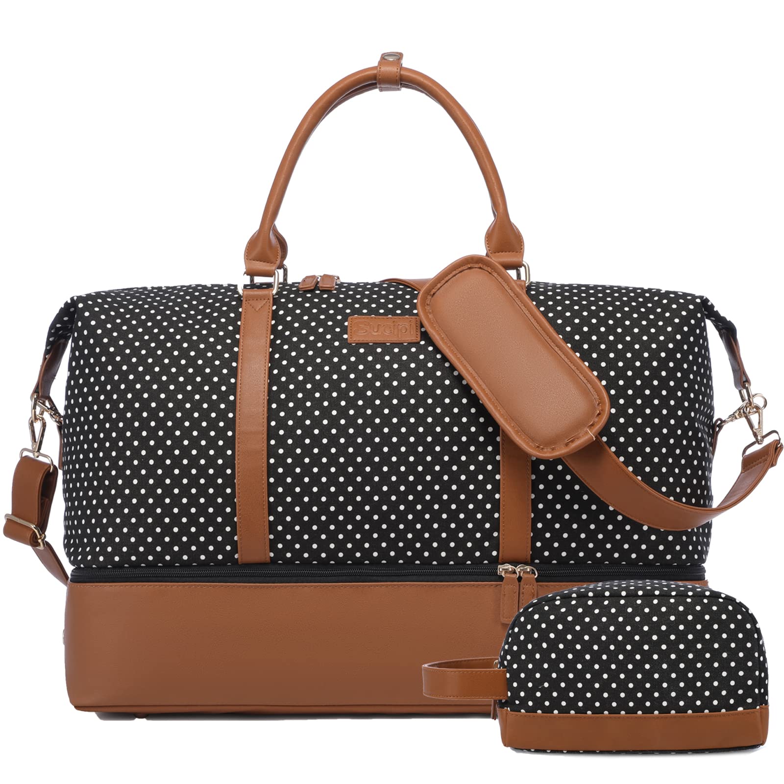 Stylish Canvas Weekender Bag for Women - Spacious Travel Duffle with Shoe Compartment & Toiletry Pouch - Perfect Carry-On Gym Bag for Weekend Getaways, Hospital Visits, and Labor Delivery | Ideal for Travel, Workouts, and Overnight Stays