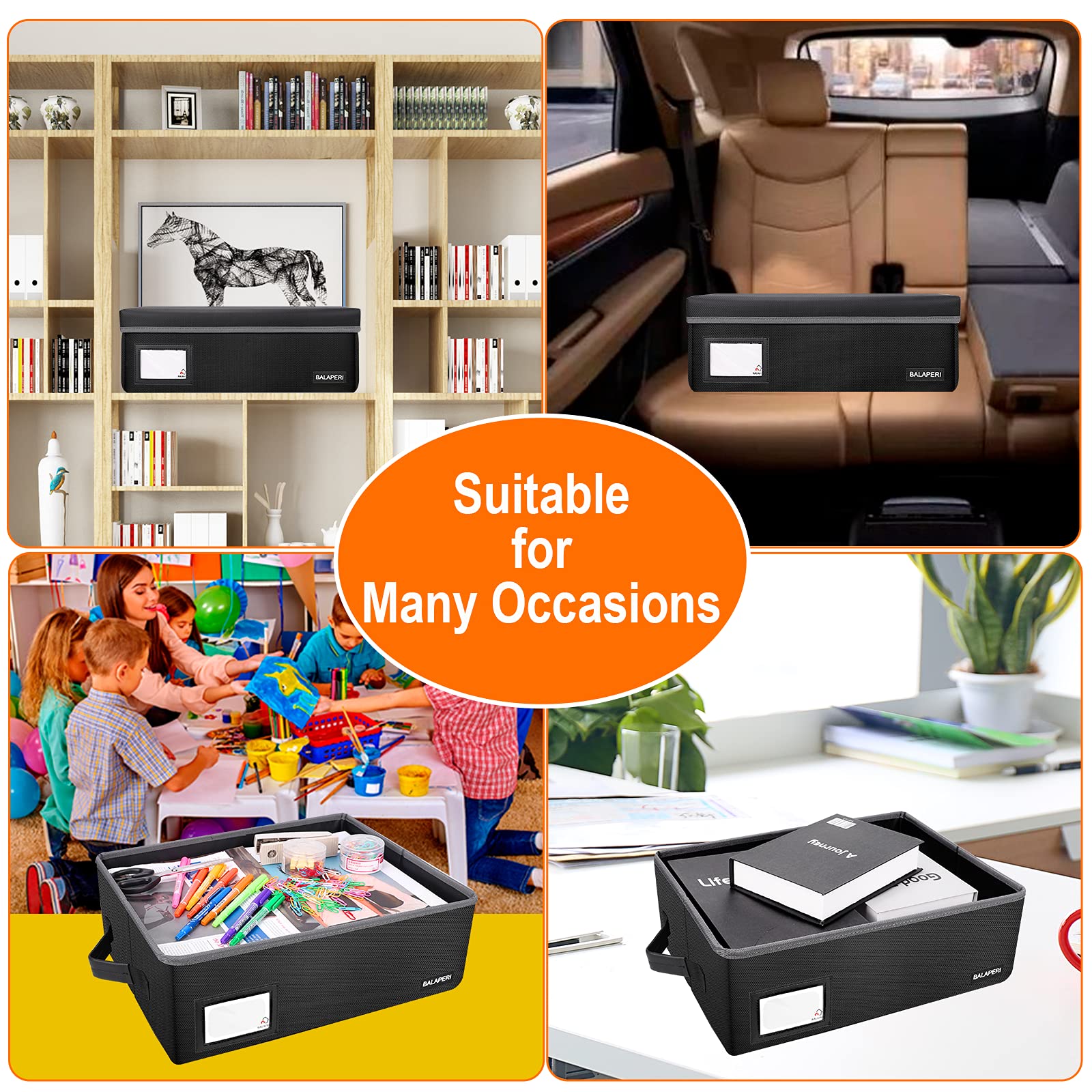 Fireproof Photo Storage Box with Lid - Holds 20 4x6 Photos, Collapsible Scrapbook Organizer, Portable Craft Keeper with Handle - Ideal for Home, Office & Travel Photo Organization
