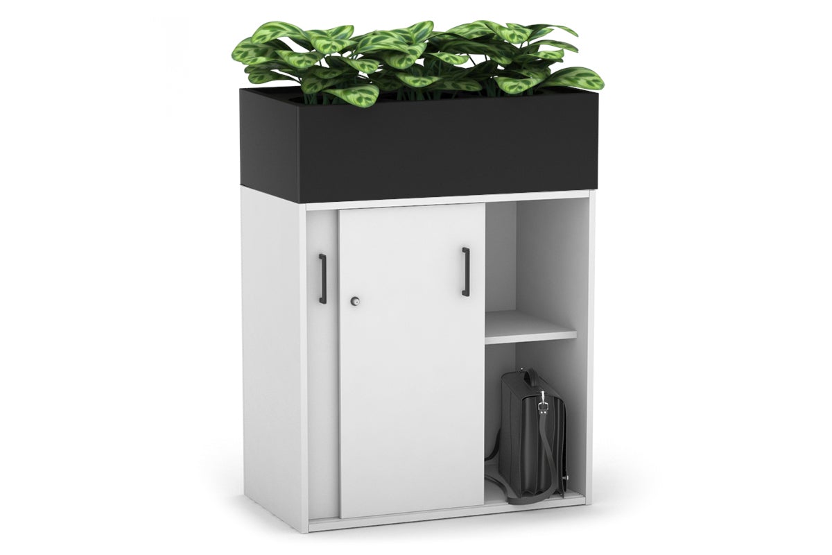 Uniform Medium Credenza with Planter Box - 800W x 1125H x 428D - Modern Storage Cabinet for Living Room, Bedroom or Office - Perfect for Home Organization and Indoor Plant Display