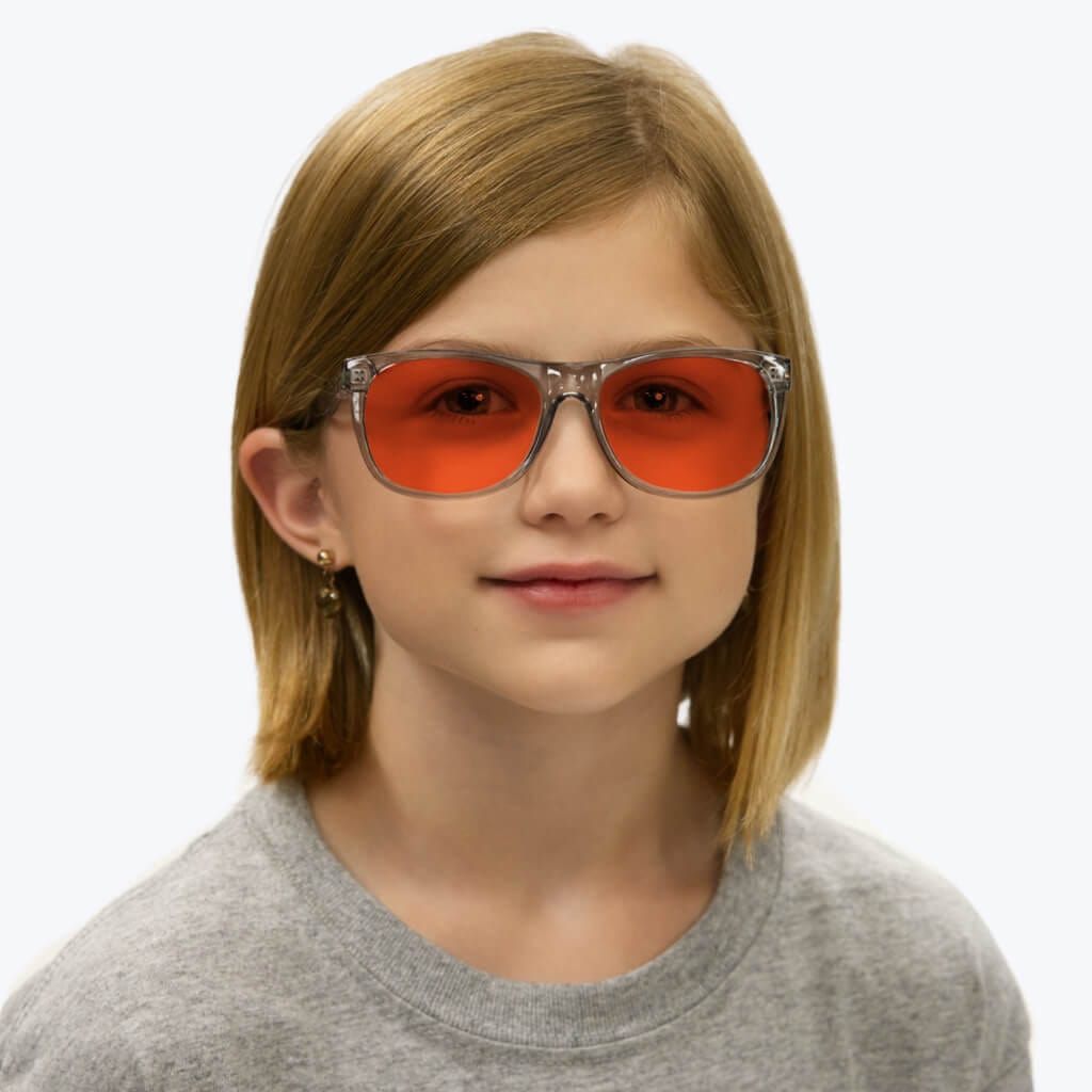 Blue Light Blocking Glasses for Kids - Anti Eye Strain, Sleep Aid, Grey Readers for Screen Time & Nighttime Reading