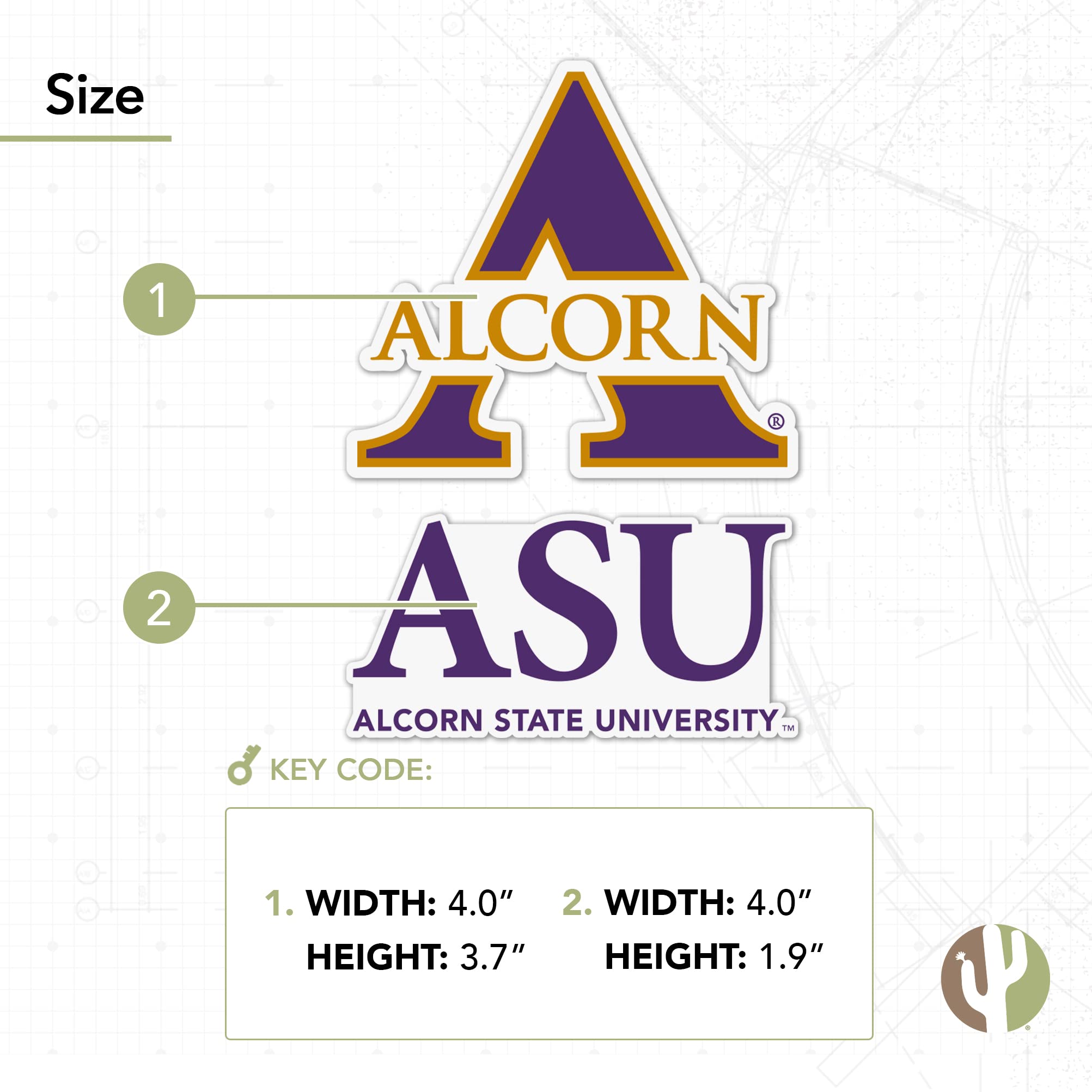 Desert Cactus Alcorn State University Braves Vinyl Decal Stickers - 4 Inch Set for Laptop, Water Bottle, Car & Scrapbook - Perfect for College Pride, School Spirit & Fan Gifts
