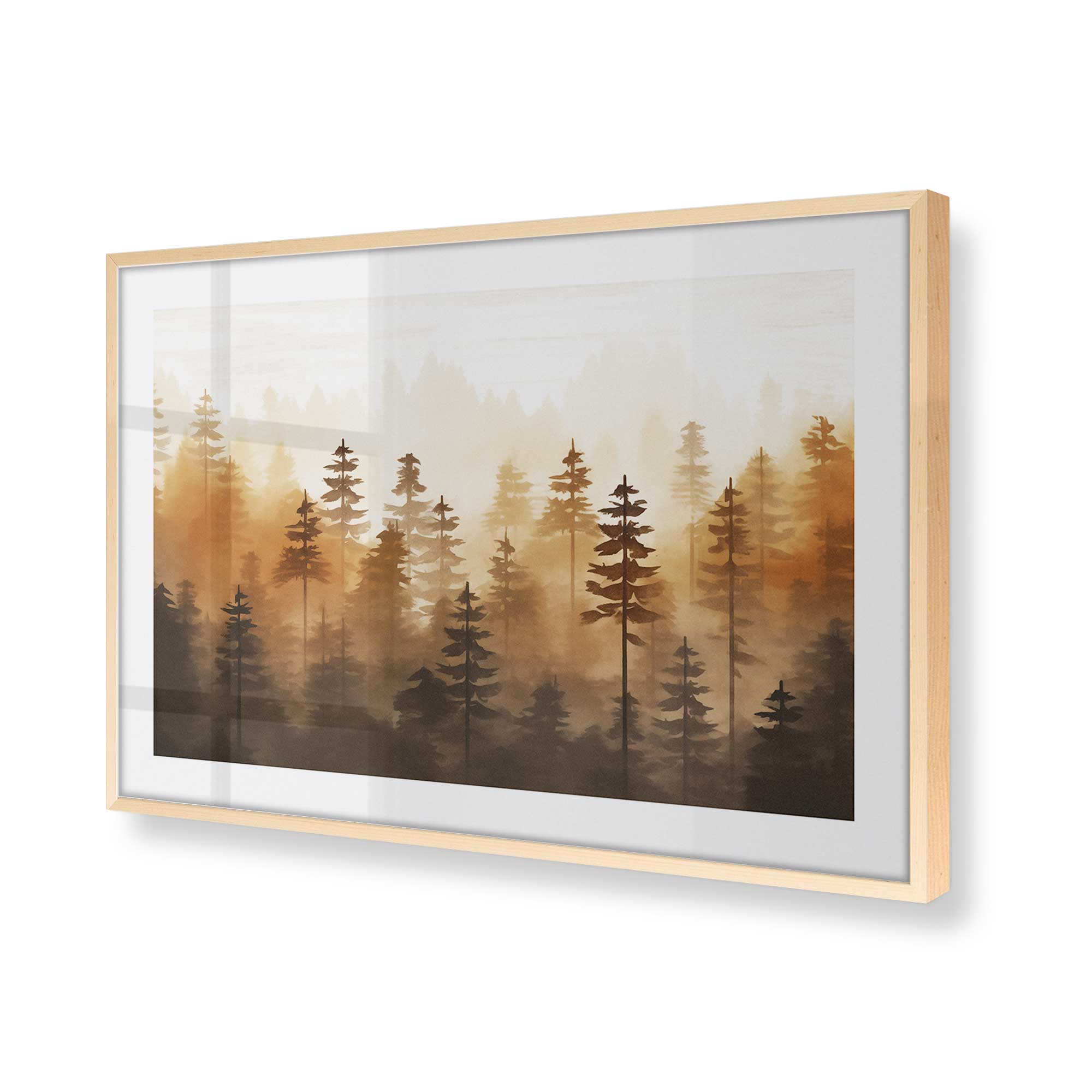 Golden Mist Woodland Print Wall Art - Nature-Inspired Canvas Painting for Home & Office Decor - Perfect for Living Room, Bedroom & Study Room