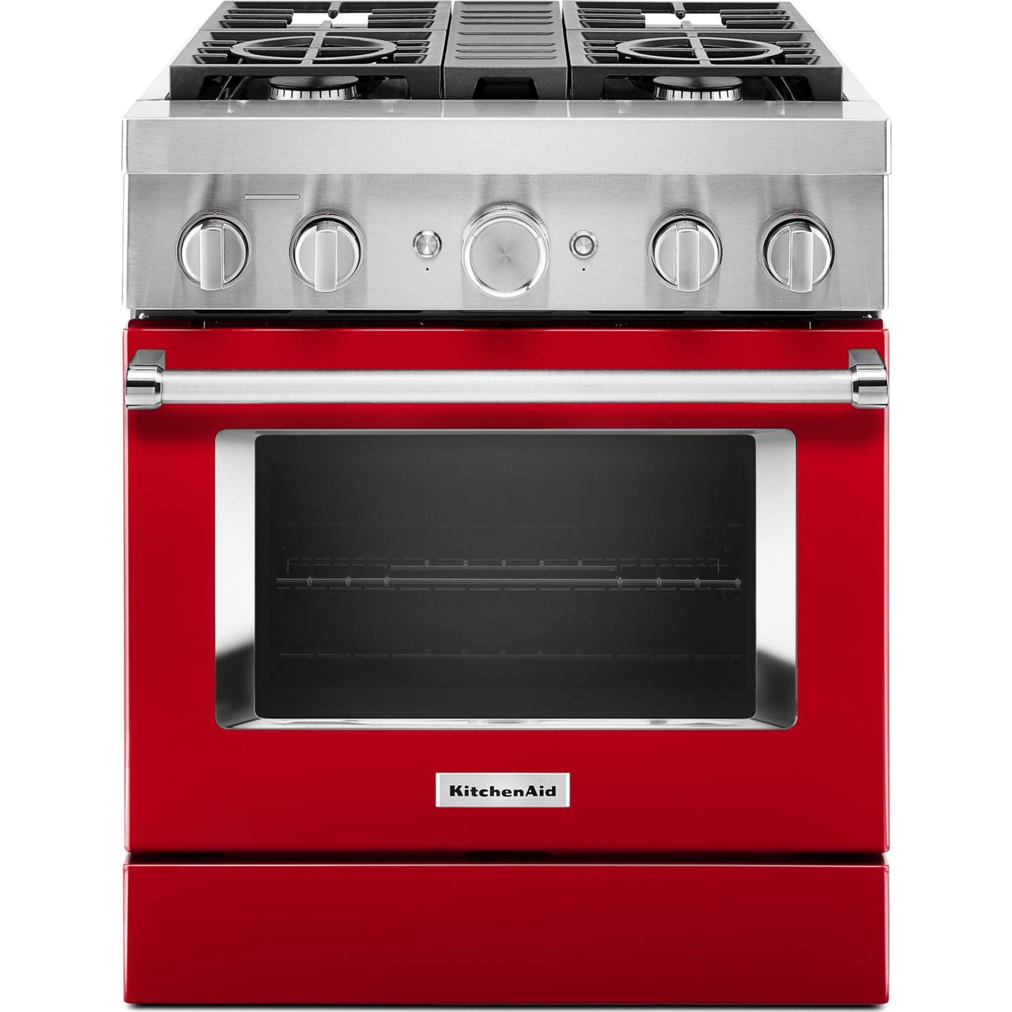 KitchenAid KFDC500JPA 30-Inch Dual Fuel Range with 5 Burners - Passion Red | Professional Gas Cooktop & Electric Oven | Perfect for Home Chefs & Modern Kitchens
