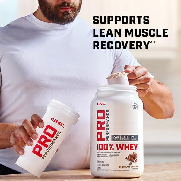 GNC Pro Performance 100% Whey Protein Powder - Vanilla Cream Flavor, 4.8 lb (68 Servings) for Muscle Recovery & Post-Workout Nutrition | Gym Supplement for Athletes & Bodybuilders