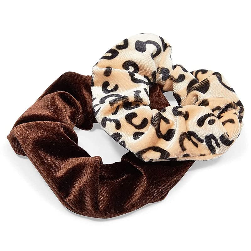 FAMEZA Velour Animal Print Hair Scrunchies for Women, Teens & Girls - 12 Pack Soft Stretchy Hair Ties - Perfect for School, Work, Gym & Everyday Fashion Accessories