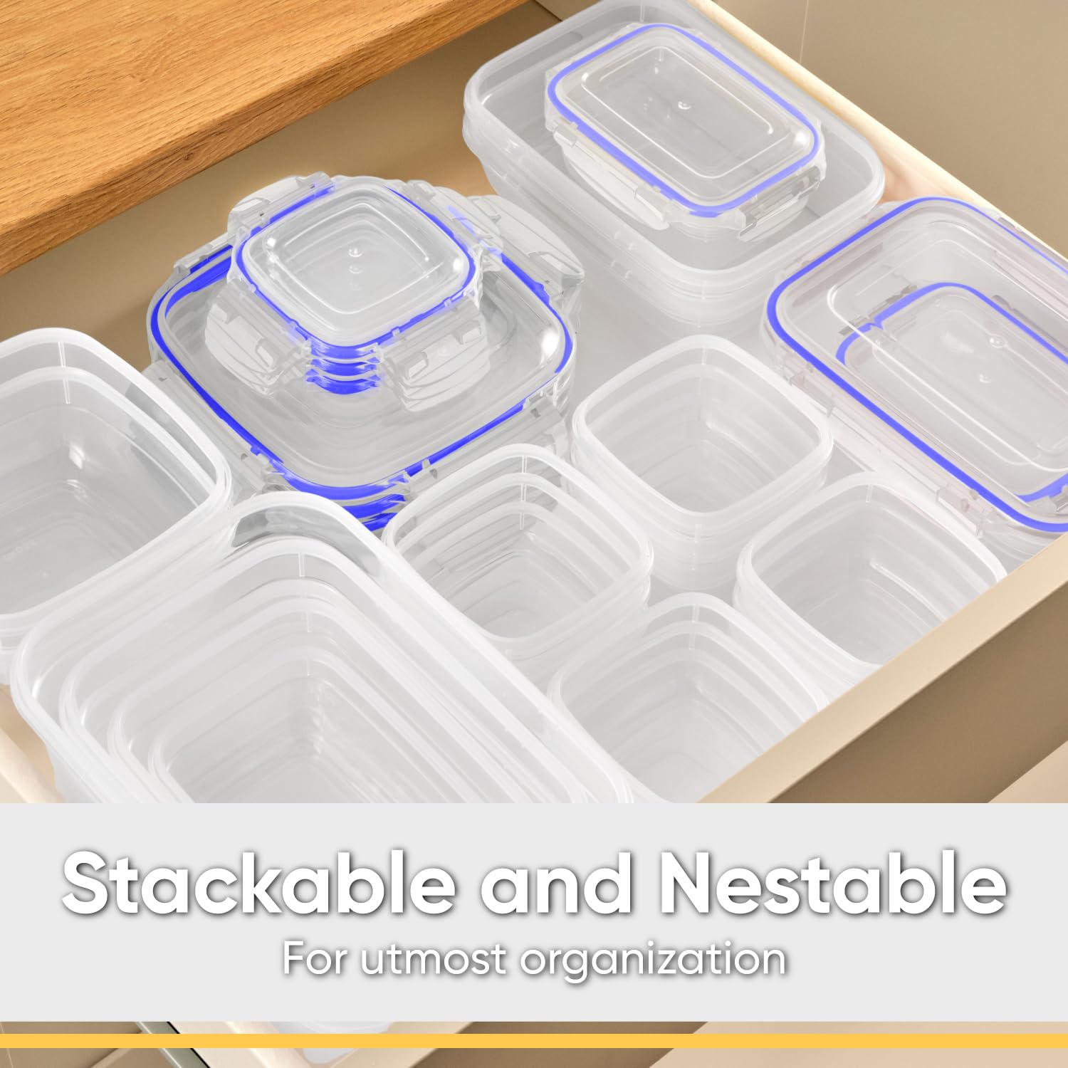 Premium BPA-Free Plastic Food Storage Container Set - 10-Piece Airtight Kitchen Organizers for Pantry, Fridge & Freezer | Microwave & Dishwasher Safe | Perfect for Meal Prep, Leftovers & Bulk Food Storage