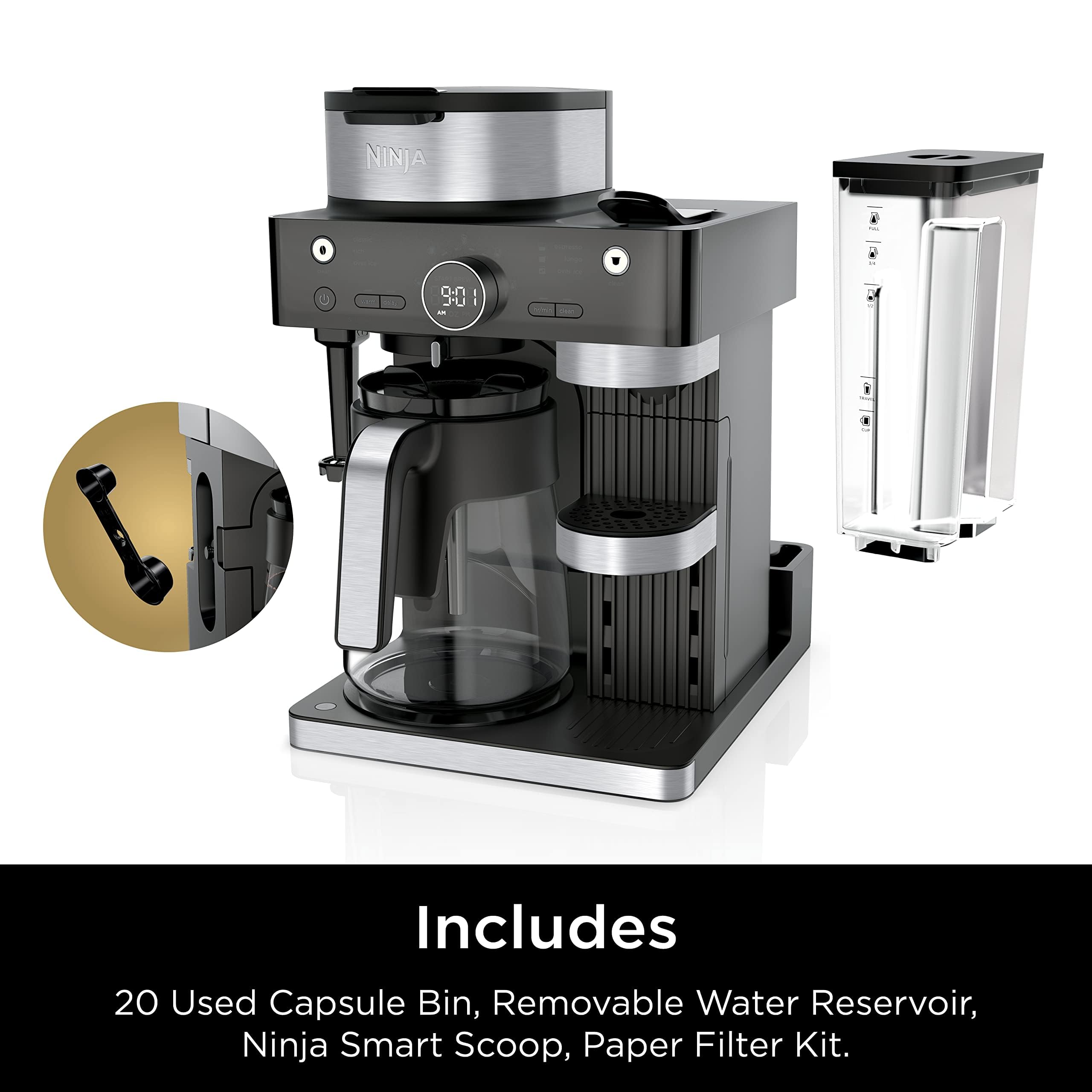 Ninja CFN601 Espresso & Coffee Maker with Built-in Frother - 3 Brew Styles, Single-Serve & Nespresso Capsule Compatible - Perfect for Espresso, Cappuccino & Latte at Home or Office (Black)