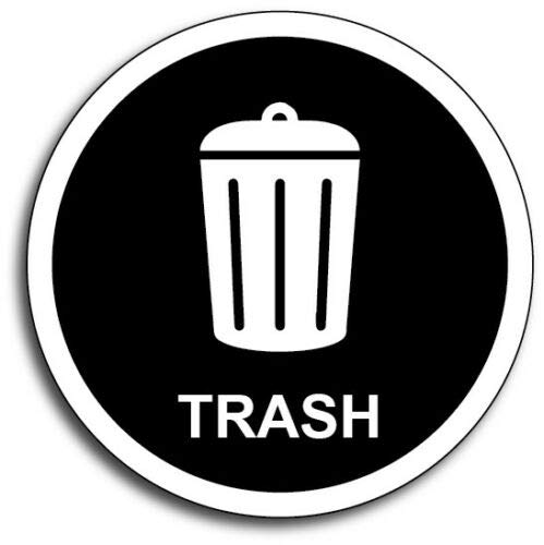 Black Trash Garbage Decal Sticker - Dumpster Label for Waste & Recycling Bins - Perfect for Home, Office & Outdoor Waste Management