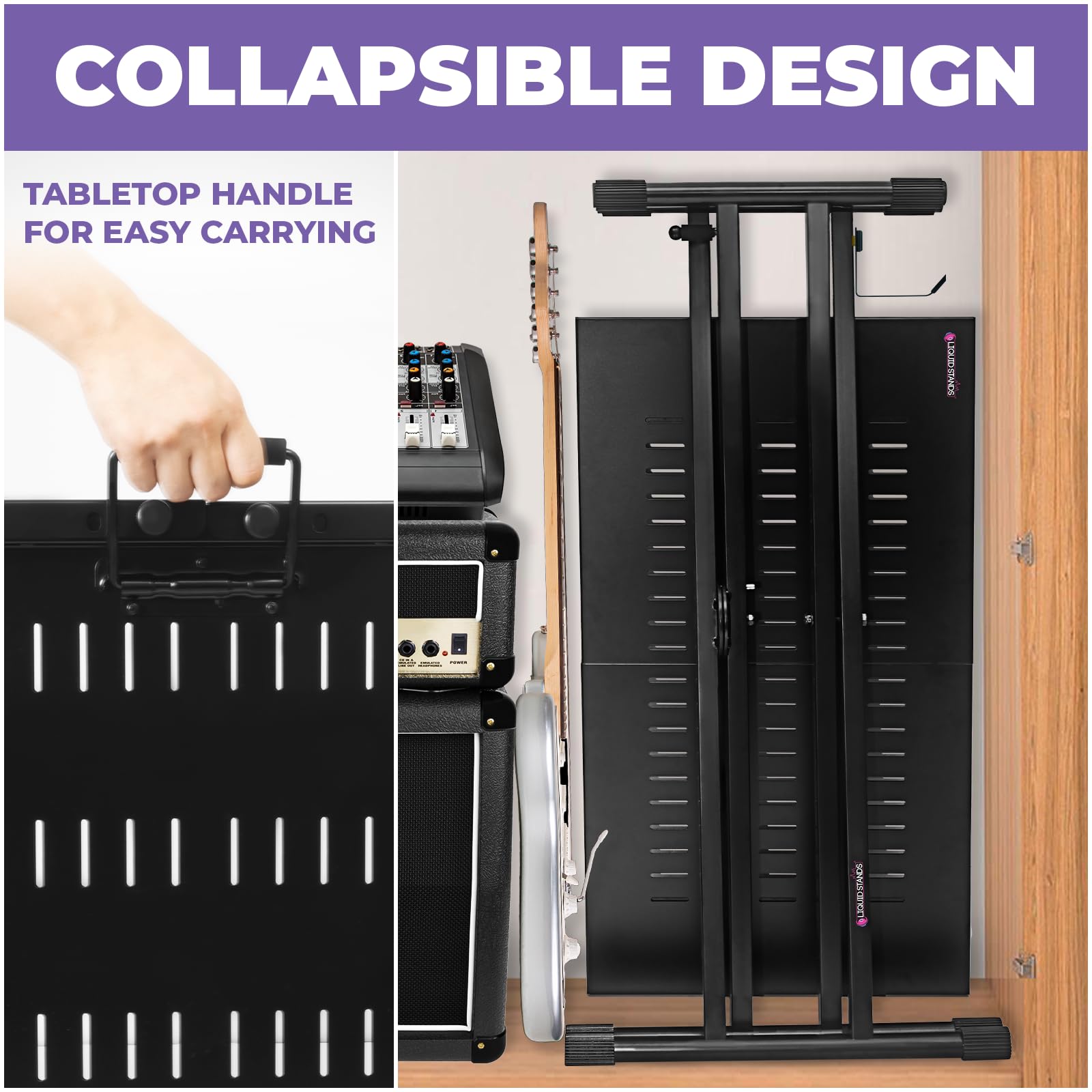 Expandable DJ Table Stand - Portable Audio Mixer & Laptop Stand for DJ Controllers, MIDI Keyboards & Synthesizers | X-Style DJ Booth & Tabletop Desk for Live Performances & Studio Sessions