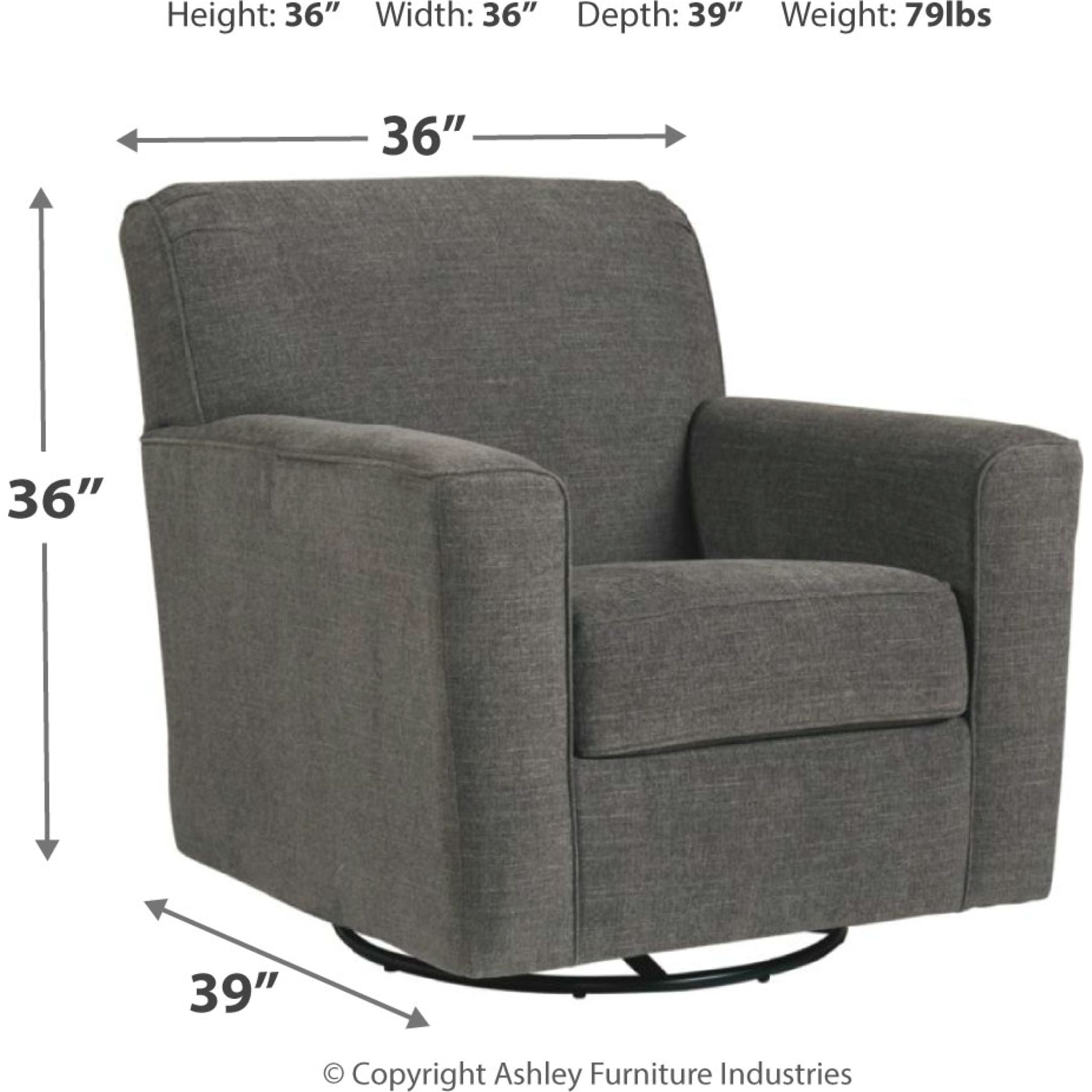 Alcona Swivel Chair - 360 Degree Rotating Office Chair with Ergonomic Design, Charcoal Gray - Perfect for Home Office, Gaming, and Conference Rooms