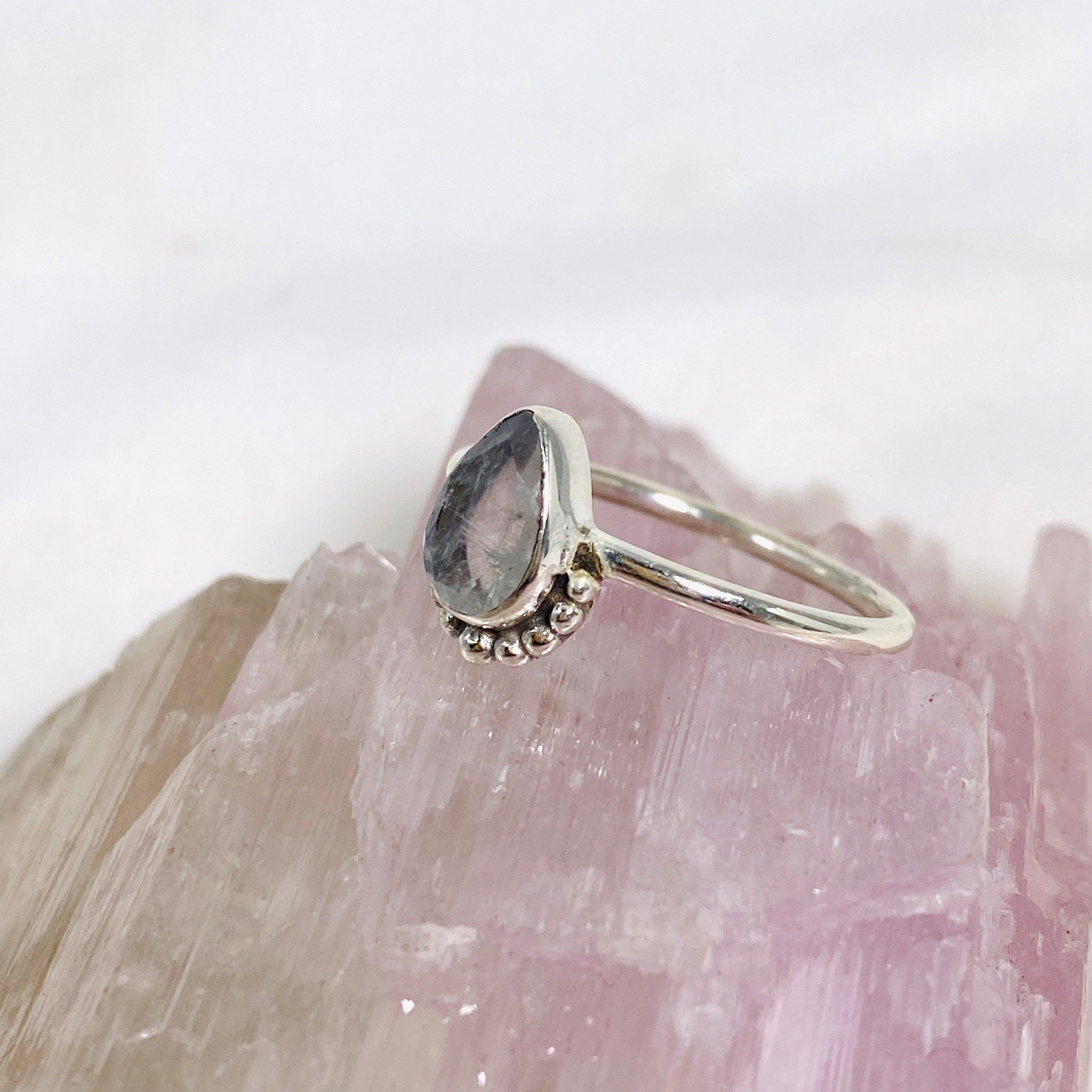 Moonstone Teardrop Faceted Fine Band Ring R3800 MS - Elegant Dainty Jewelry for Women, Perfect for Weddings, Anniversaries & Special Occasions