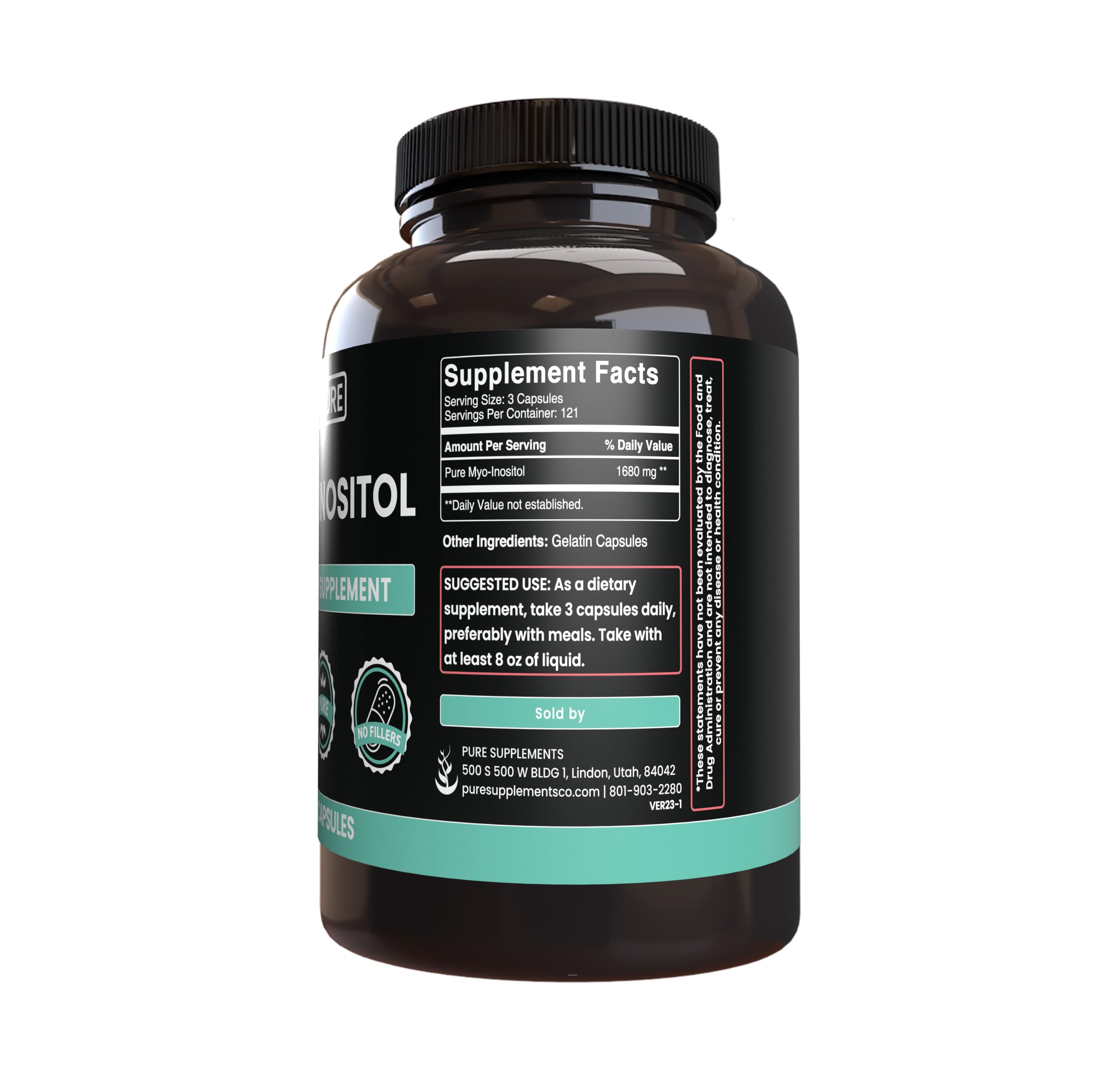 Pure Myo-Inositol 365 Capsules - No Fillers, Lab Tested for Purity - Supports Hormonal Balance & PCOS Management - Perfect for Women's Wellness & Fertility Support