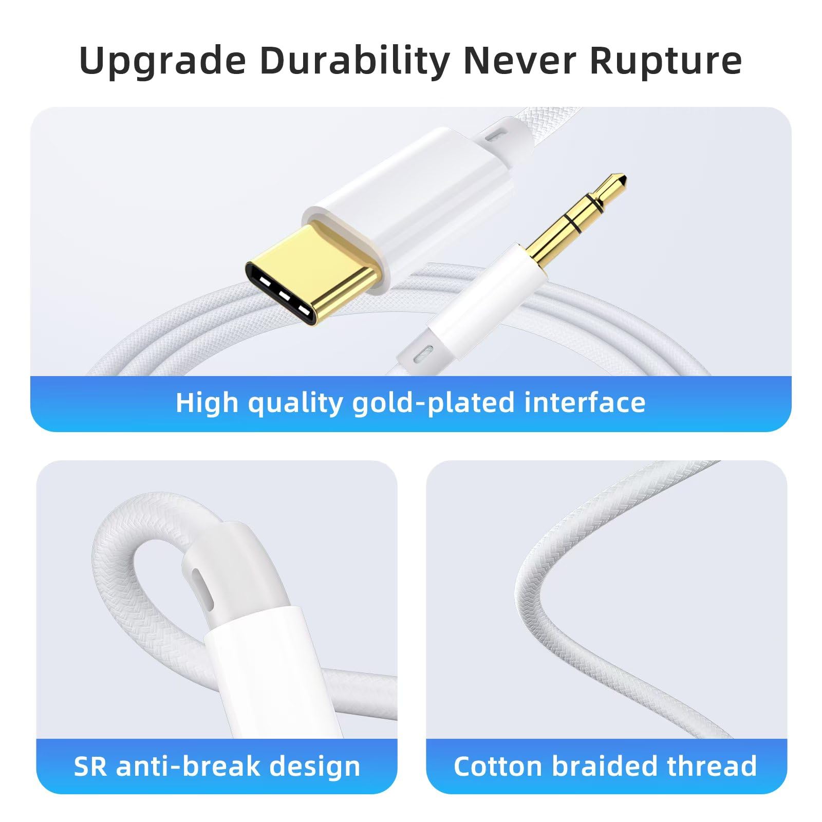 3.3ft USB Type C to 3.5mm Audio Aux Jack Cable - Compatible with iPhone 16/15 Pro Max/15 Pro/15 Plus, Galaxy S24/S23, Pixel 9 - Perfect for Car Audio, Headphones, Speakers & Gaming Headsets