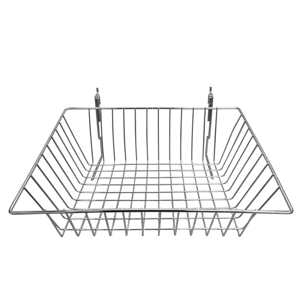 Prolinemax 6-Piece Chrome Slatwall Gridwall Pegboard Basket Display Rack - 15x12x5 Inch Shallow Front Sloping Bins for Retail Store Organization - Perfect for Jewelry, Cosmetics & Small Item Displays