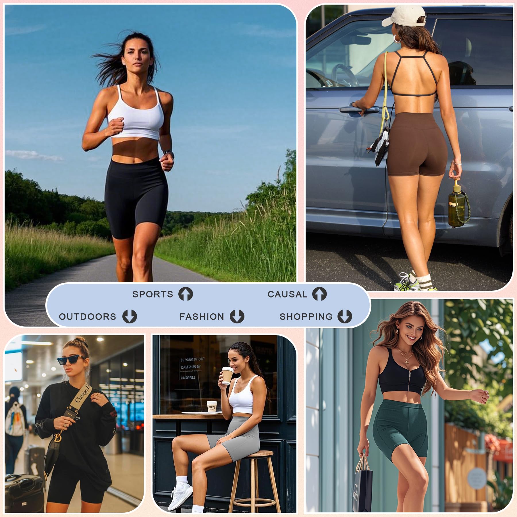 7 Pack Women's High Waist Biker Shorts - 5 Inch Workout Shorts for Running, Yoga, Gym & Cheerleading | Spandex Athletic Shorts for Women | Perfect for Workouts, Lounge & Everyday Wear
