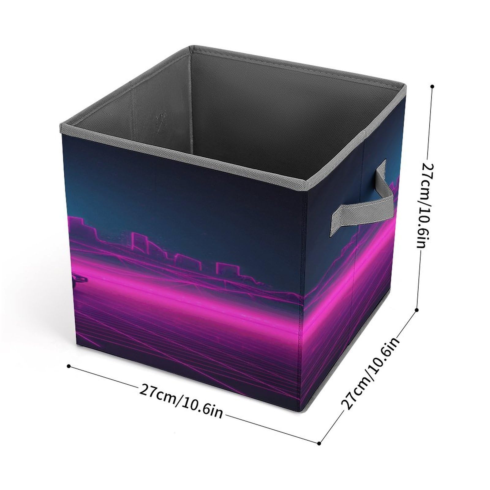Retrowave Printed Collapsible Storage Cubes - 10.6×10.6 Inch Foldable Fabric Bins with Handles for Home, Office & Closet Organization (Set of 6) - Perfect for Toys, Books, Laundry & Seasonal Decor Storage