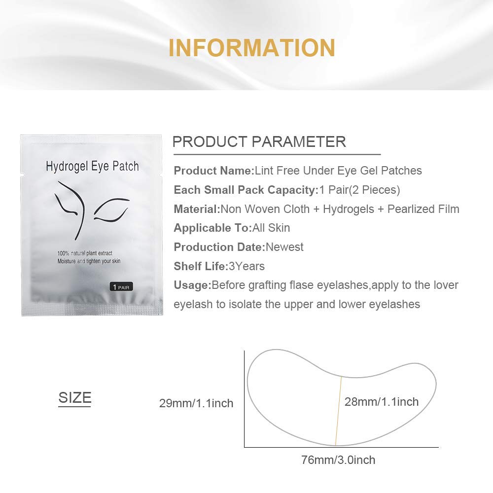 120 Pair Lint-Free Under Eye Gel Patches for Eyelash Extensions | Hypoallergenic Eye Protection Mask | Beauty Salon & At-Home Lash Application Accessories