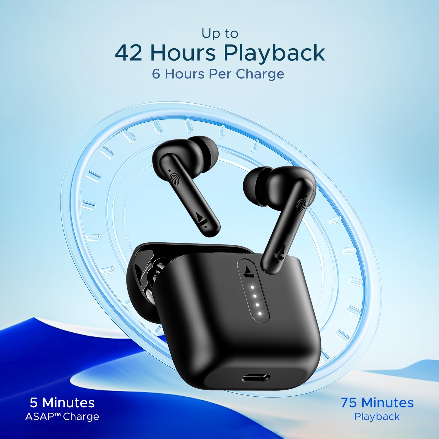 **Airdopes 141 Bluetooth Wireless Earbuds – 42H Playtime, Low Latency Gaming Mode, ENx Tech, IWP, IPX4 Waterproof, Touch Controls (Bold Black) – Perfect for Workouts, Commuting & Gaming**