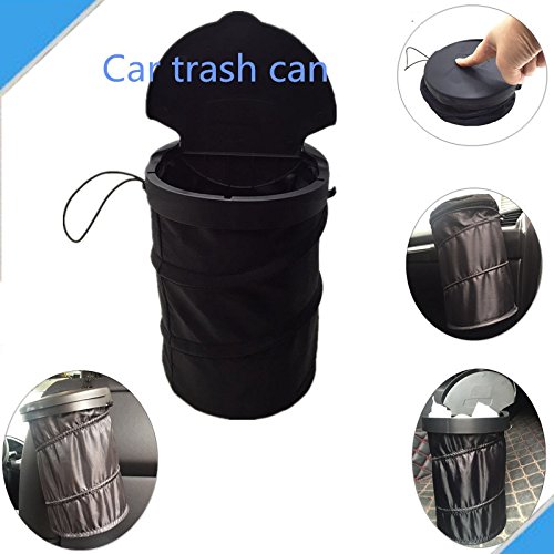 HCMAX 2 Pack Collapsible Car Trash Can with Lid - Portable Pop-Up Garbage Bin for Travel, Road Trips & Vehicles | Waterproof & Odor-Proof Auto Trash Container (Black) - Perfect for Cars, Trucks, SUVs & Roadside Cleanup