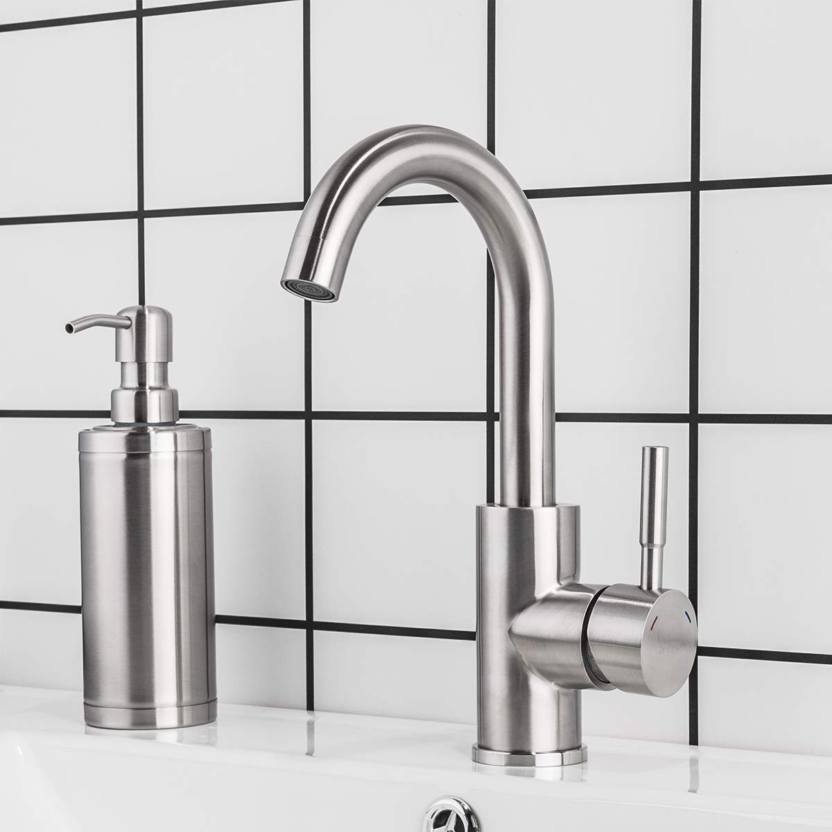 GAPPO Brushed Nickel Bar Sink Faucet - Stainless Steel Farmhouse Lavatory Faucet Mixer for Small Kitchen, Bar, RV & Outdoor Use