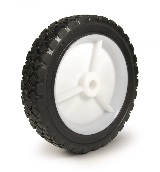 7 x 1.5 Inch Black Rubber Tread with White Plastic Hub Wheel - Heavy Duty 55 lbs Load Capacity - Ideal for Carts, Dollies, and Industrial Equipment