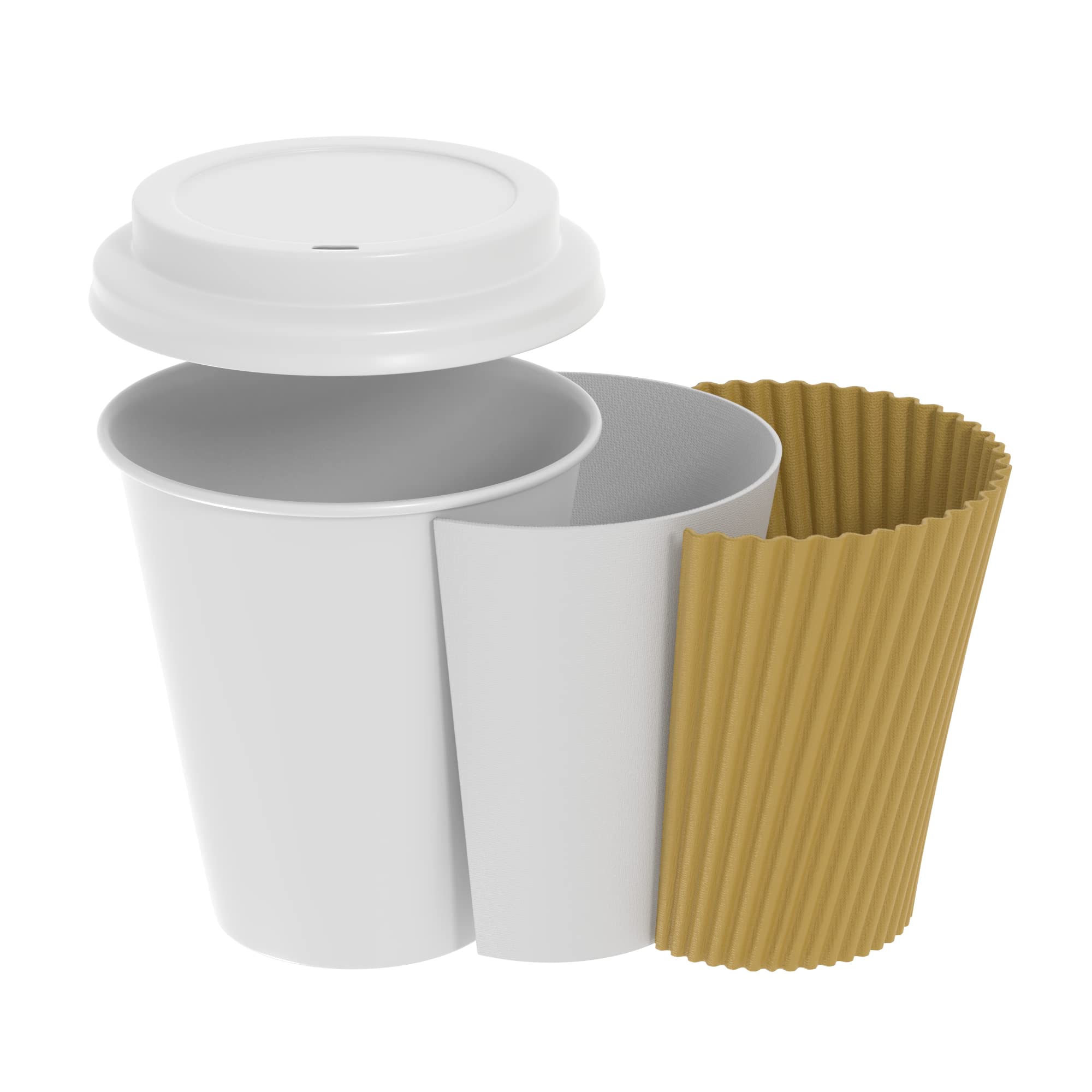 300 Pack 10 oz Insulated Kraft Ripple Paper Hot Cups with Lids - Disposable Coffee Cups for Hot Beverages, Travel, Office, Cafes & Takeout - Eco-Friendly & Leak-Proof Design