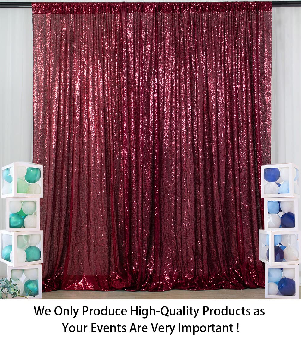 6x8ft Burgundy Sequin Sparkle Backdrop - Elegant Glitter Photo Booth Curtain for Weddings, Bridal Showers, Christmas Parties & Home Decor | ShiDianYi Premium Shimmer Window Drape